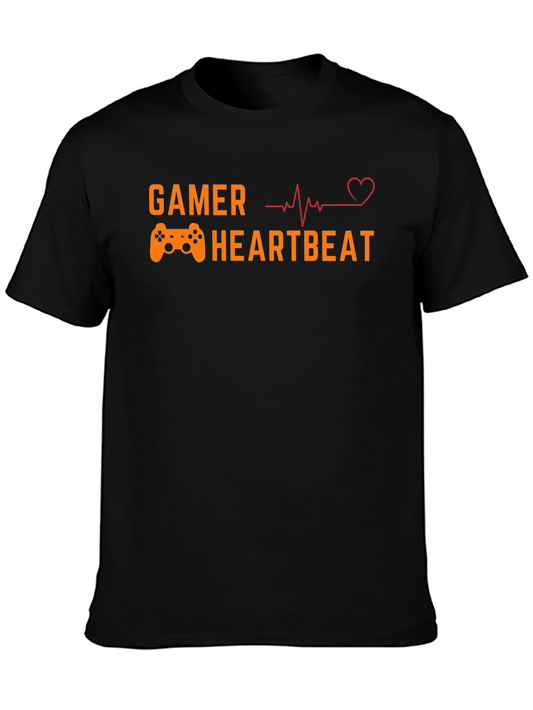 Gamer Heartbeat Graphic Tee - Black Short Sleeve T-Shirt