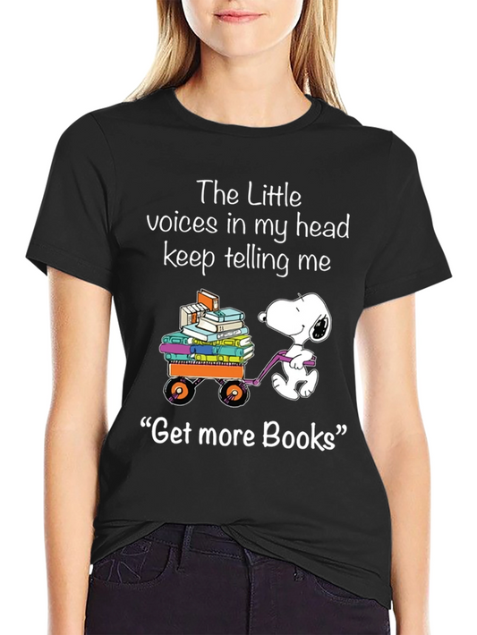 Snoopy Get More Books Black T-Shirt