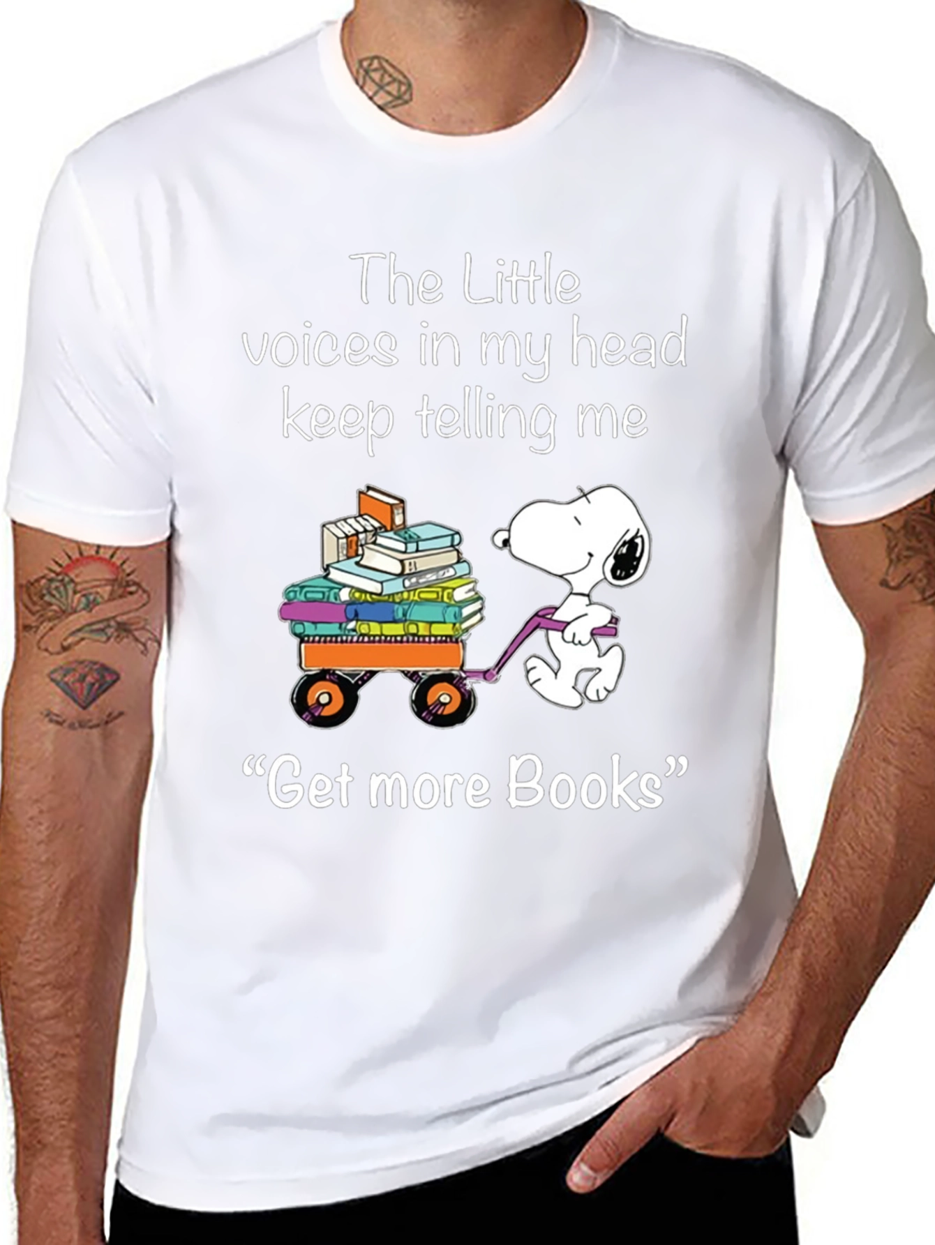 Snoopy Get More Books Black T-Shirt