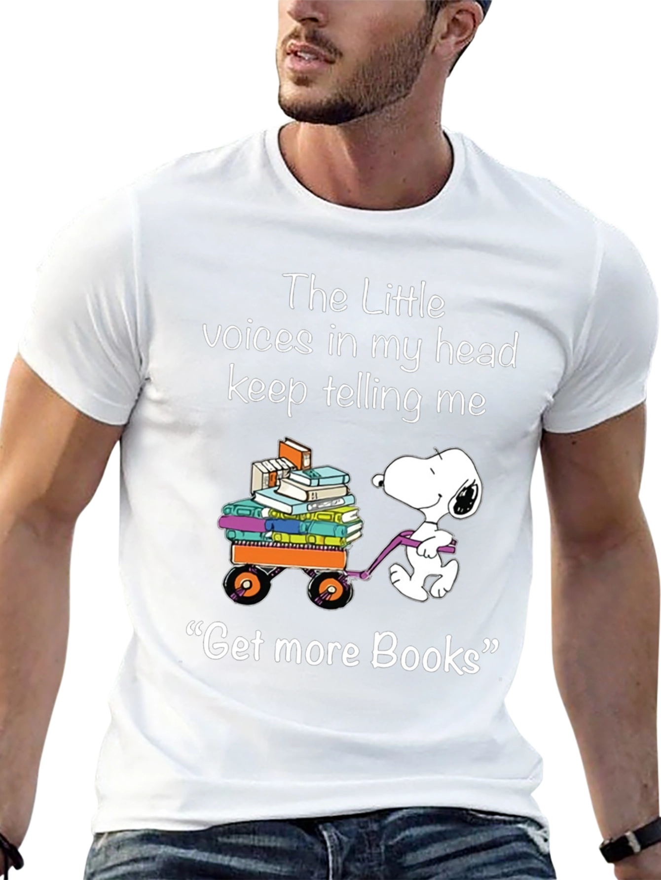 Snoopy Get More Books Black T-Shirt