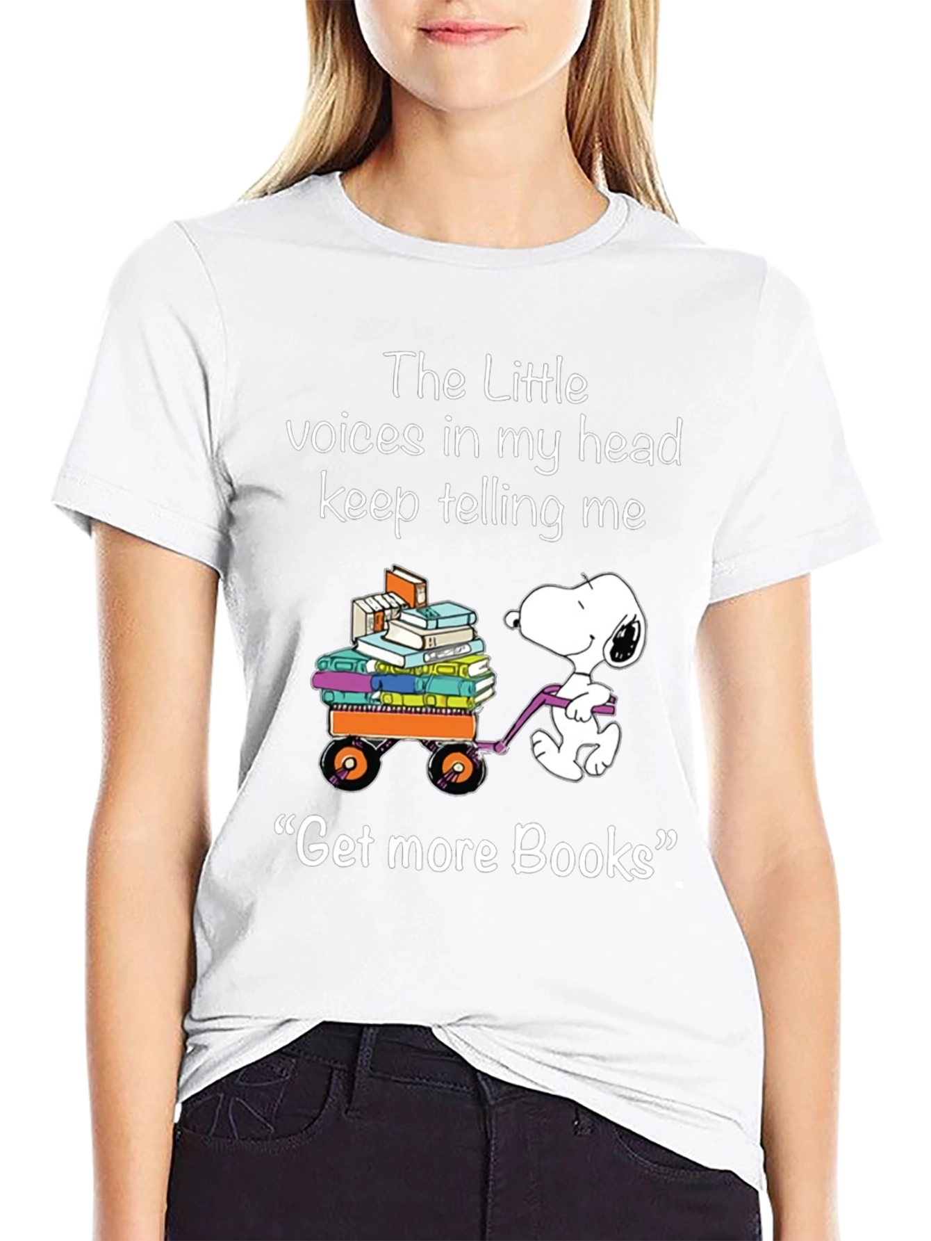 Snoopy Get More Books Black T-Shirt