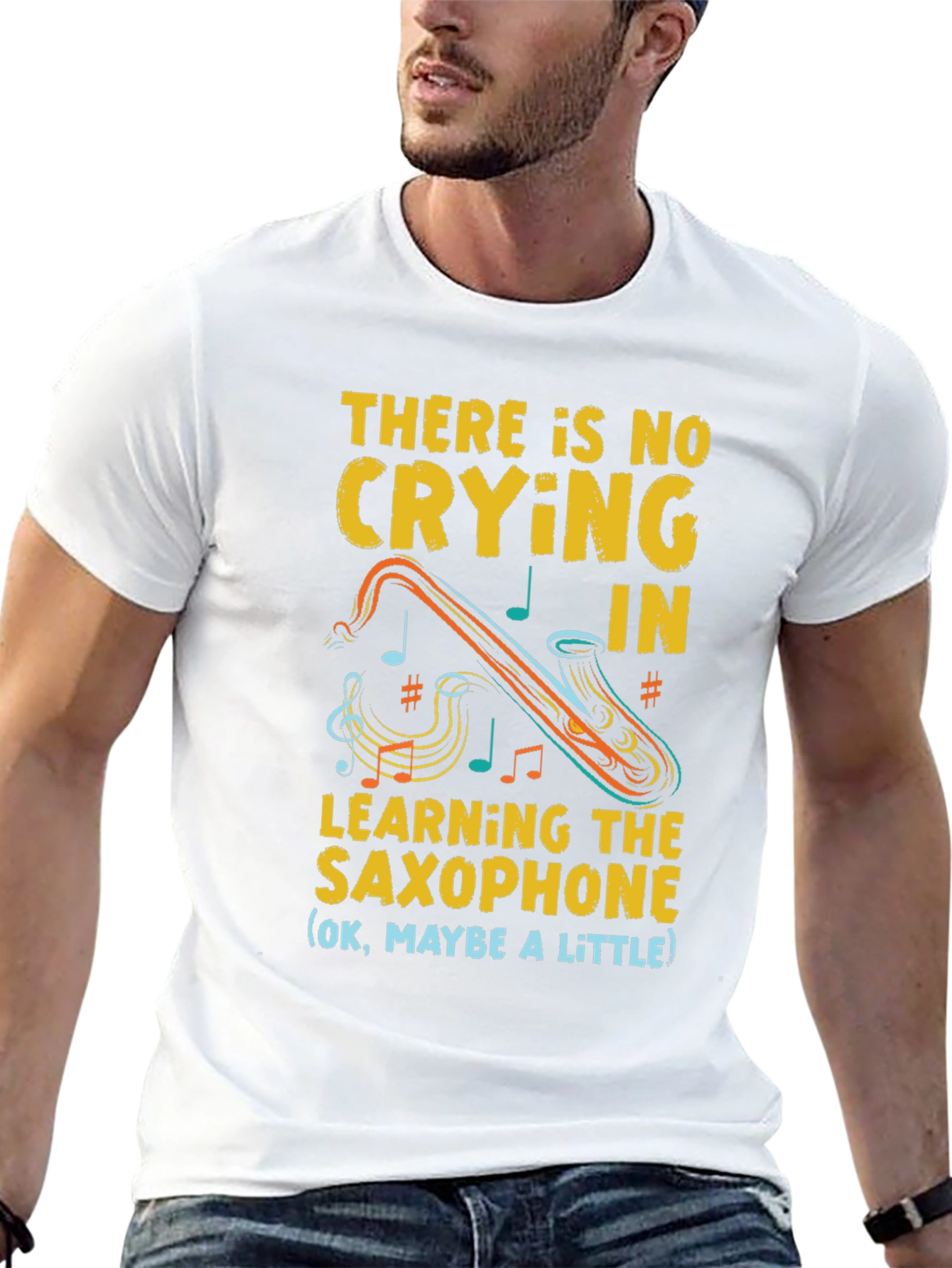 Saxophone Player Graphic Tee - No Crying in Saxophone!