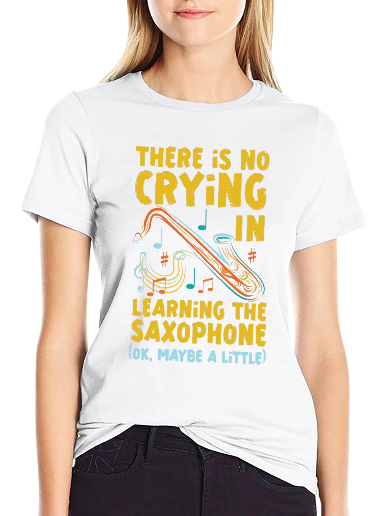 Saxophone Player Graphic Tee - No Crying in Saxophone!