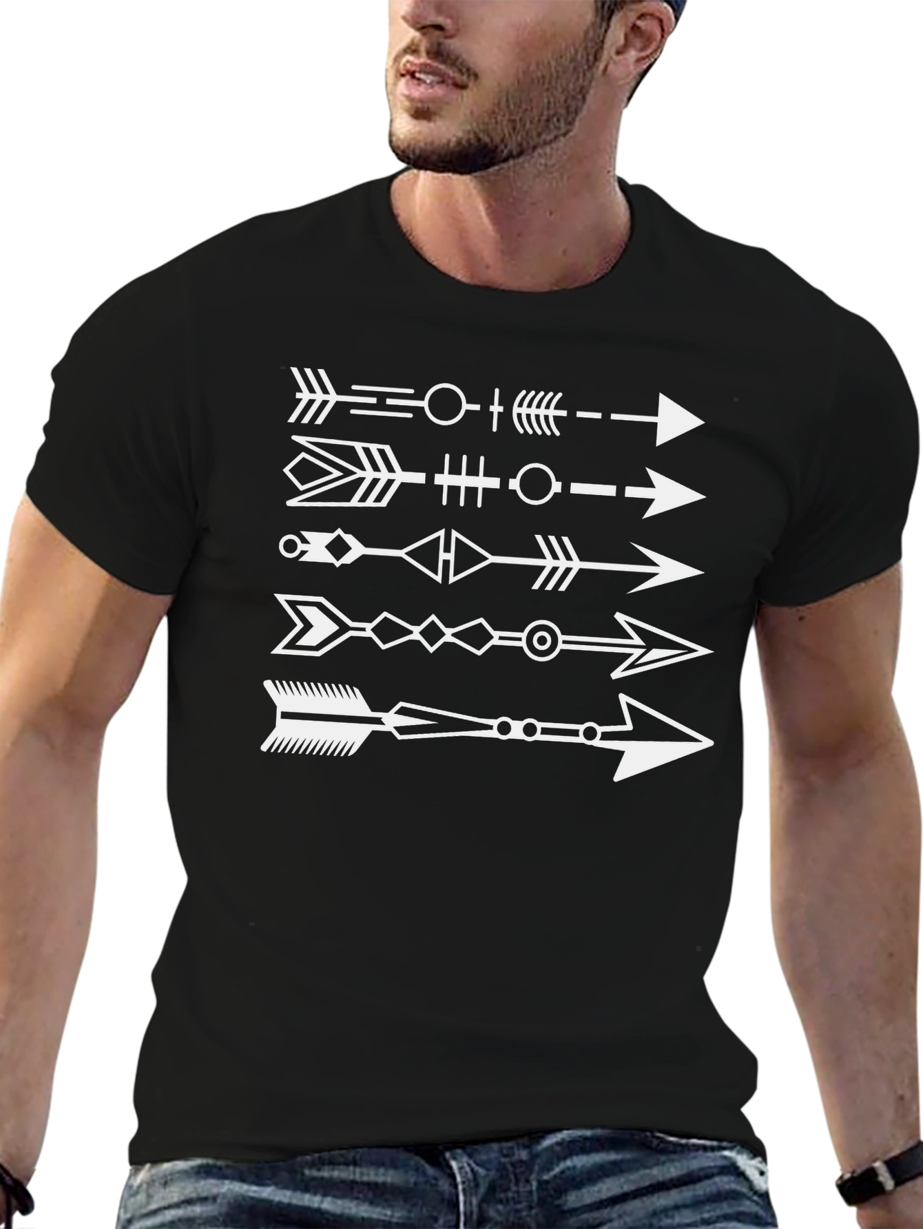 Tribal Arrow Graphic Black T-Shirt - Unique Design