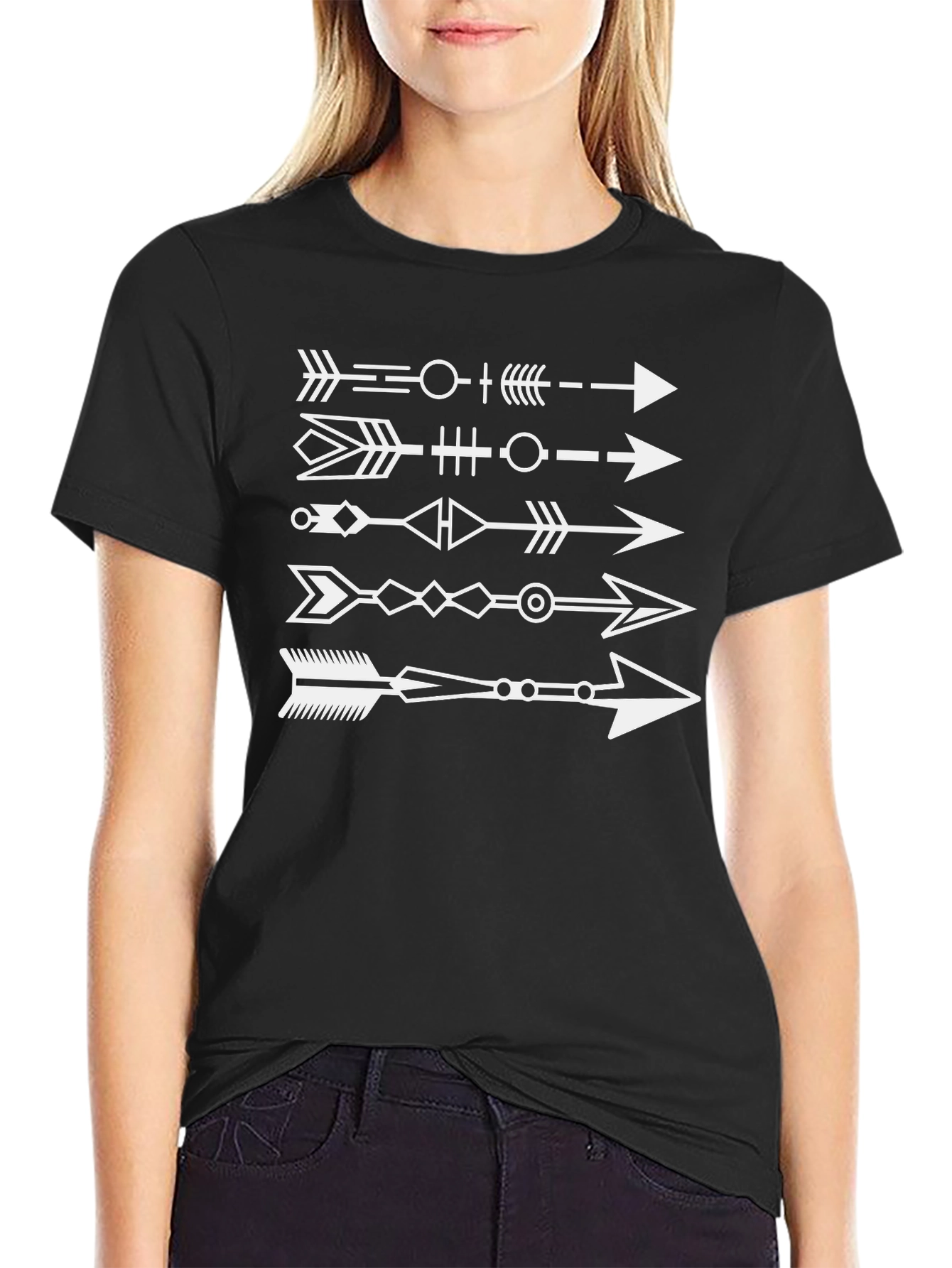 Tribal Arrow Graphic Black T-Shirt - Unique Design