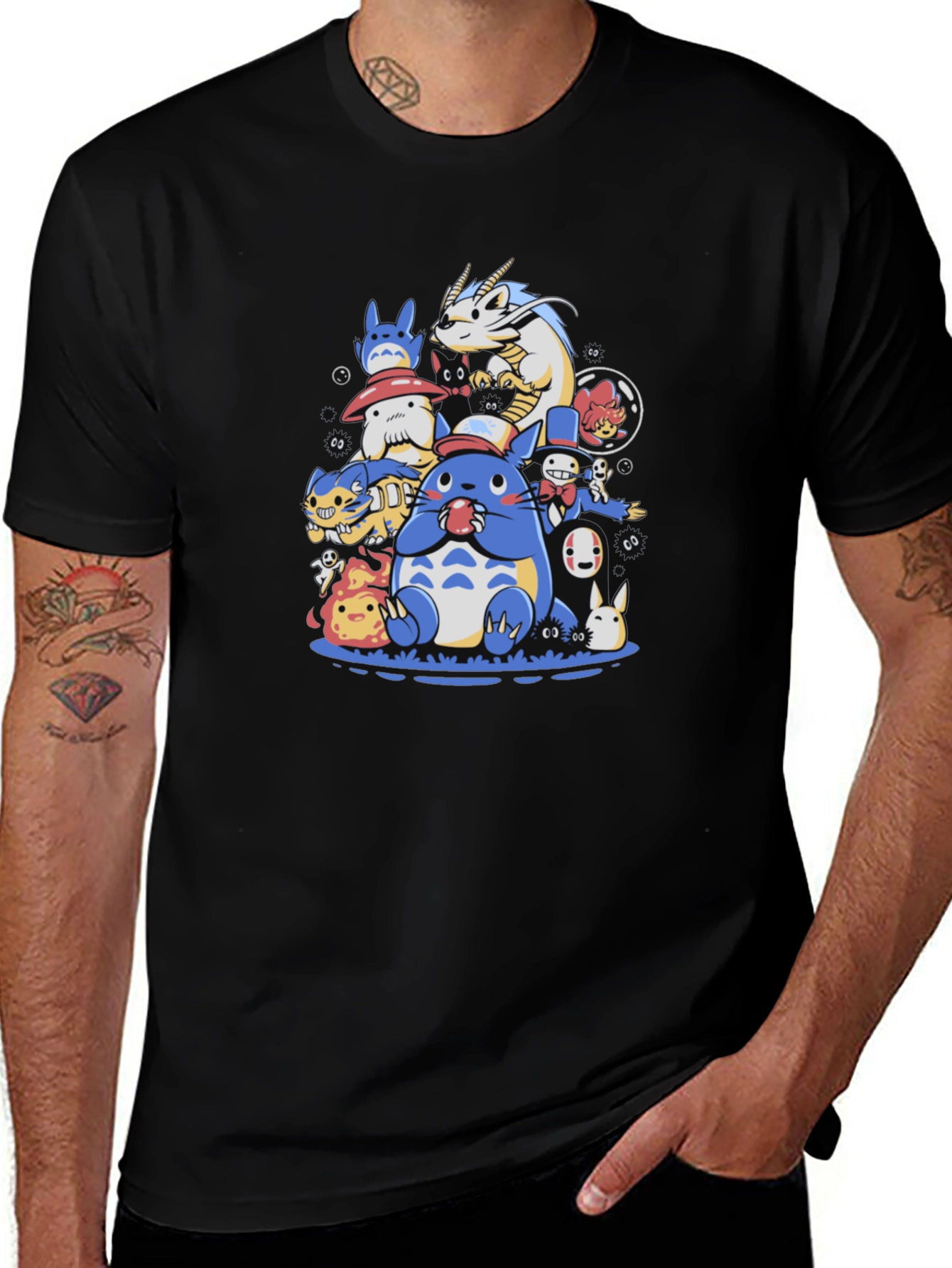 Studio Ghibli Characters Black T-Shirt