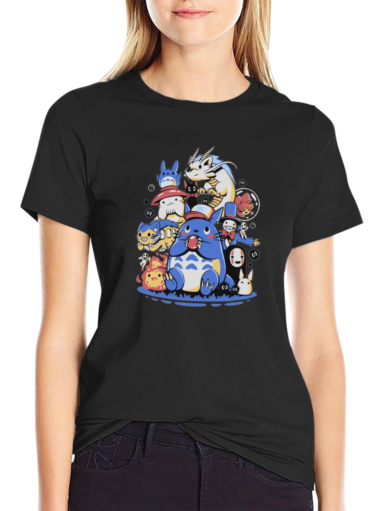 Studio Ghibli Characters Black T-Shirt