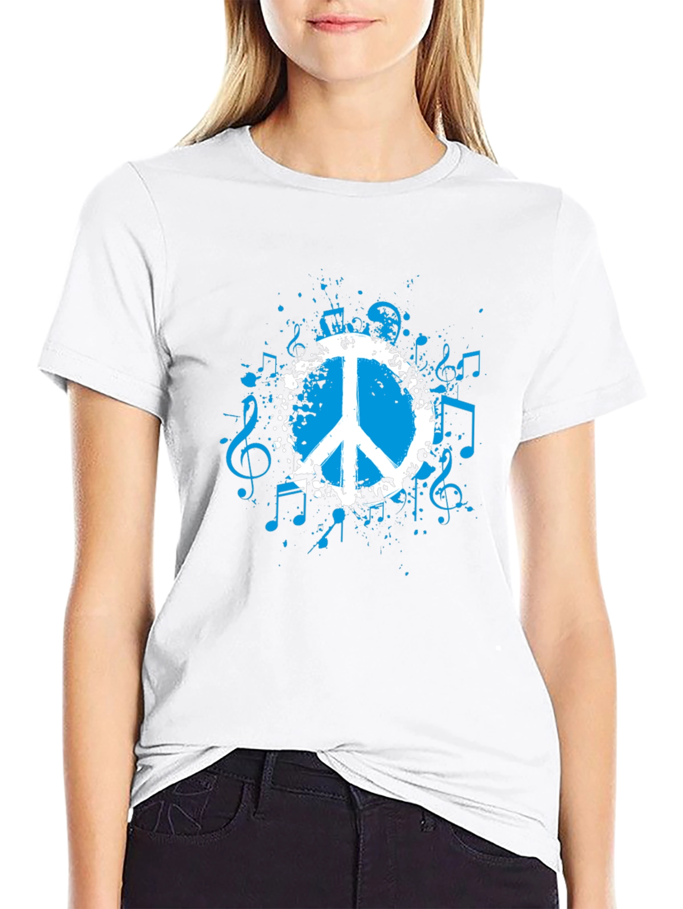 Peace & Music Black Graphic Tee