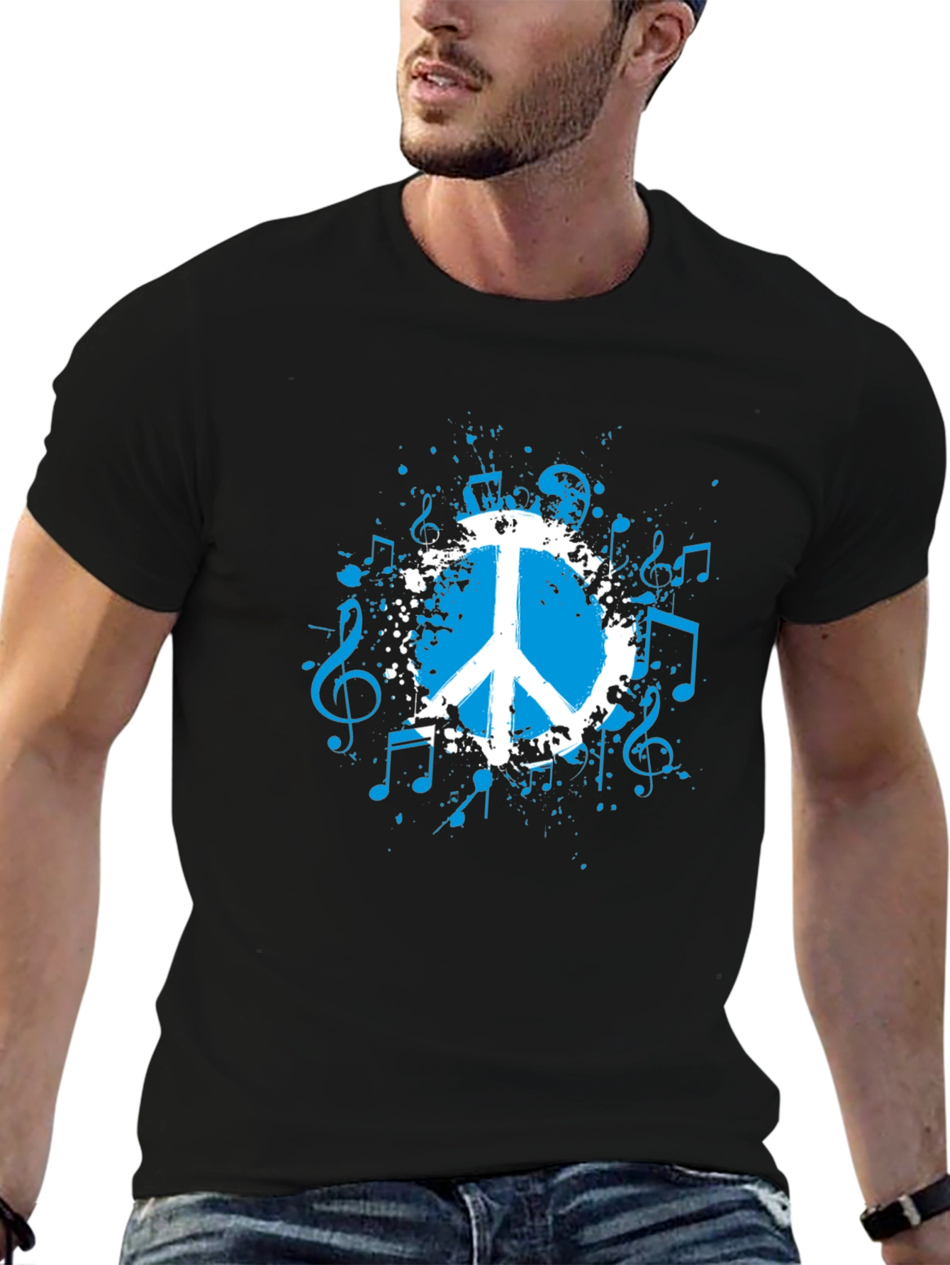 Peace & Music Black Graphic Tee