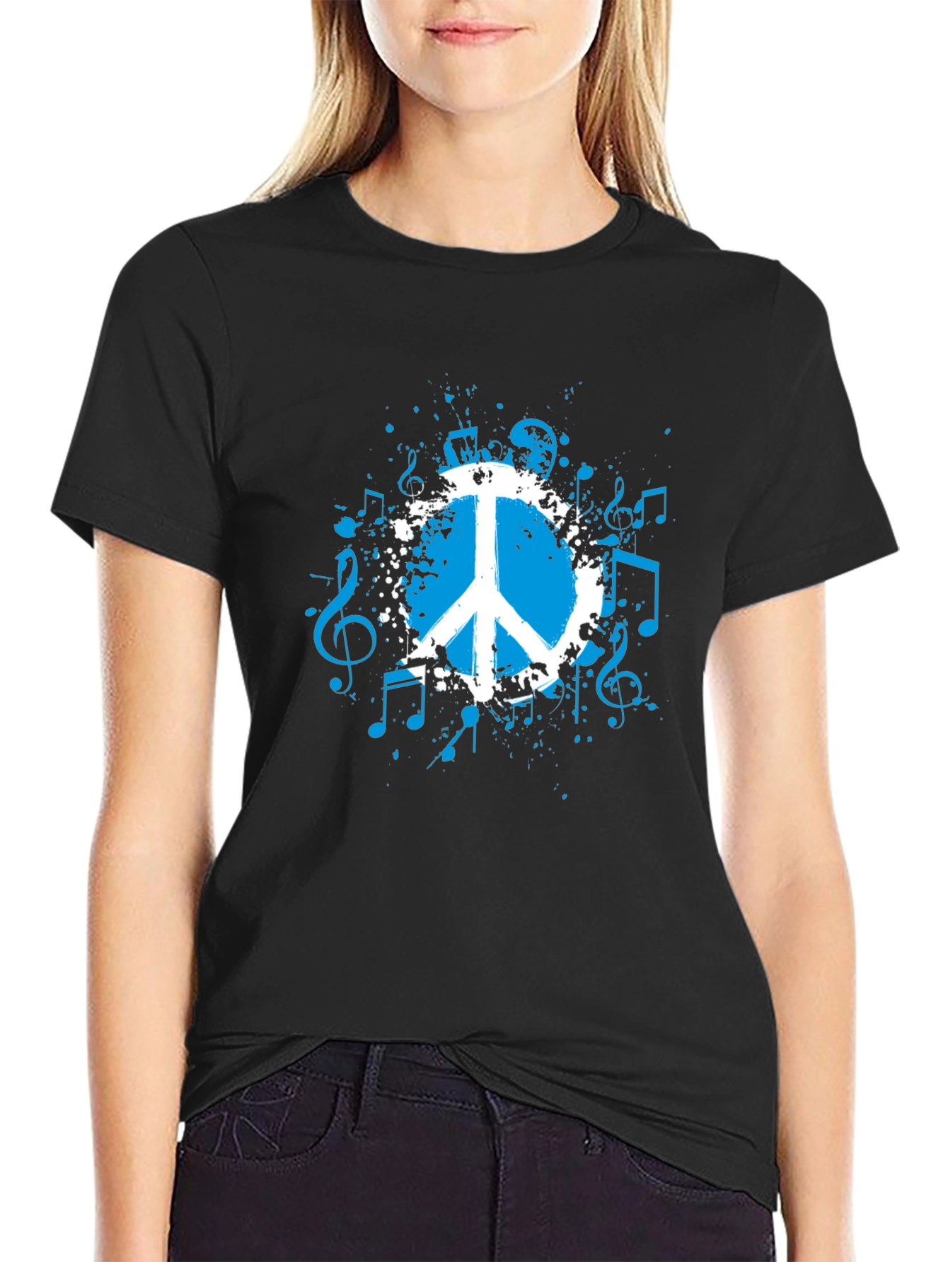 Peace & Music Black Graphic Tee