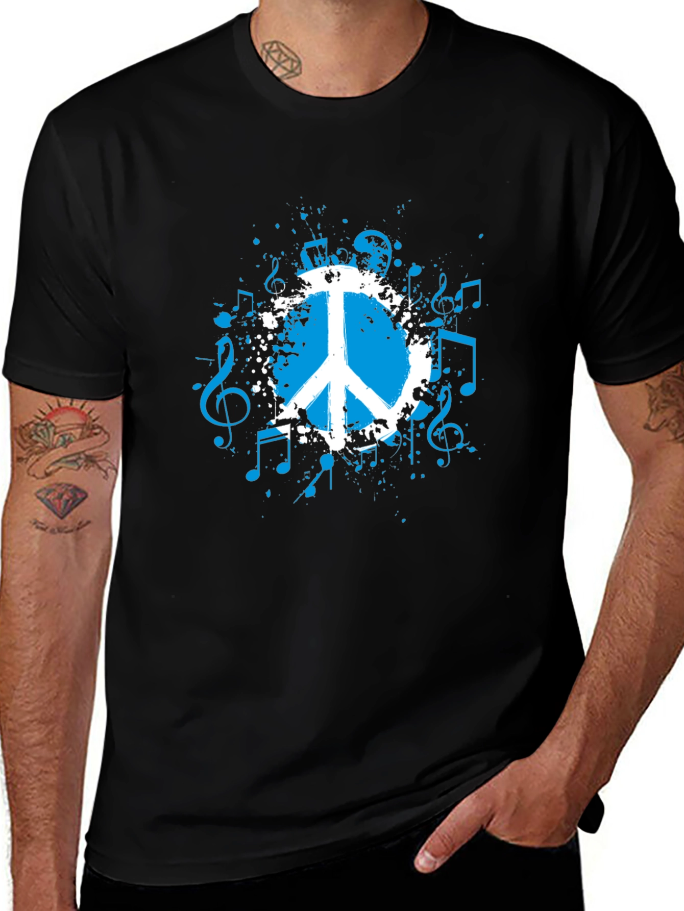 Peace & Music Black Graphic Tee