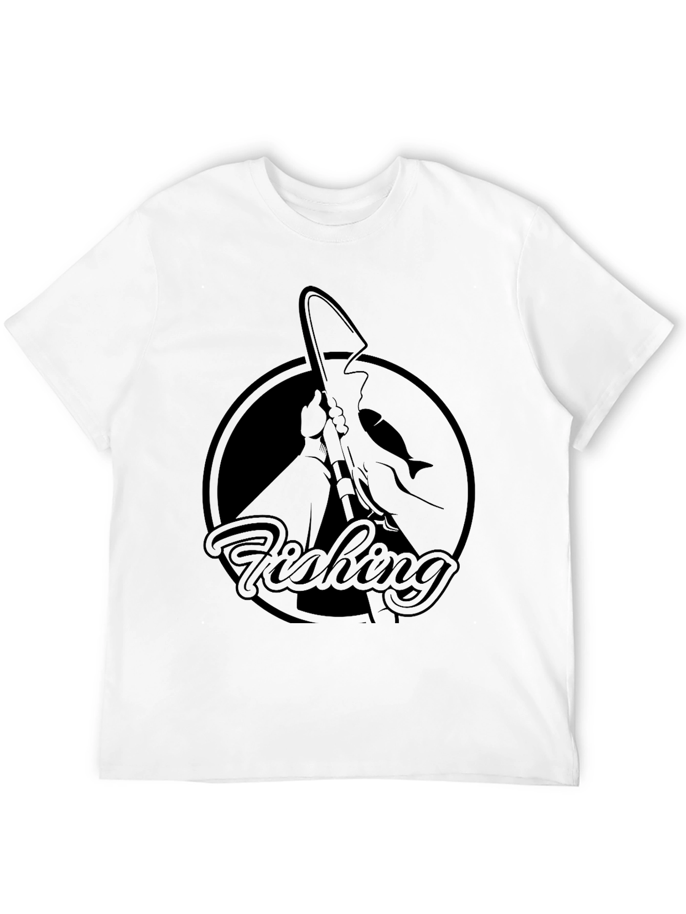 Fishing Graphic Tee - Black Cotton T-Shirt