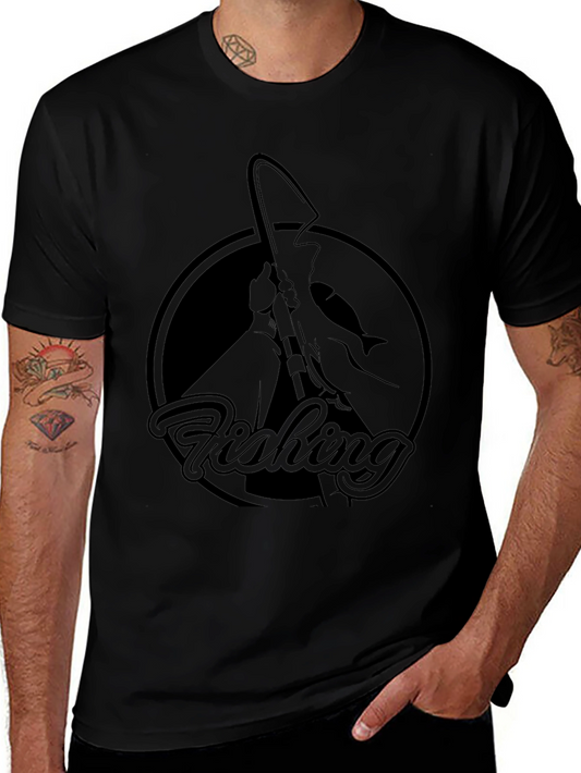Fishing Graphic Tee - Black Cotton T-Shirt