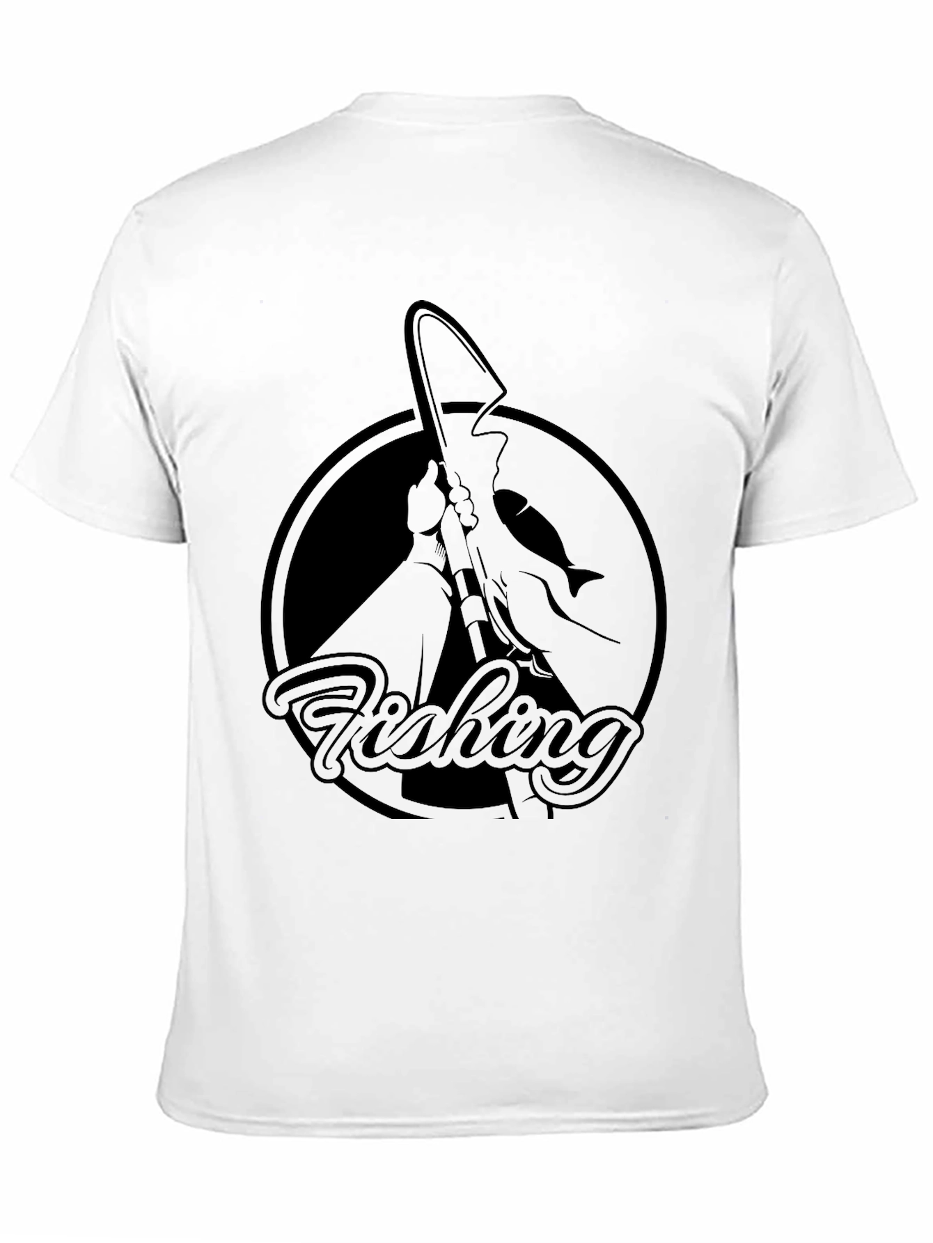 Fishing Graphic Tee - Black Cotton T-Shirt