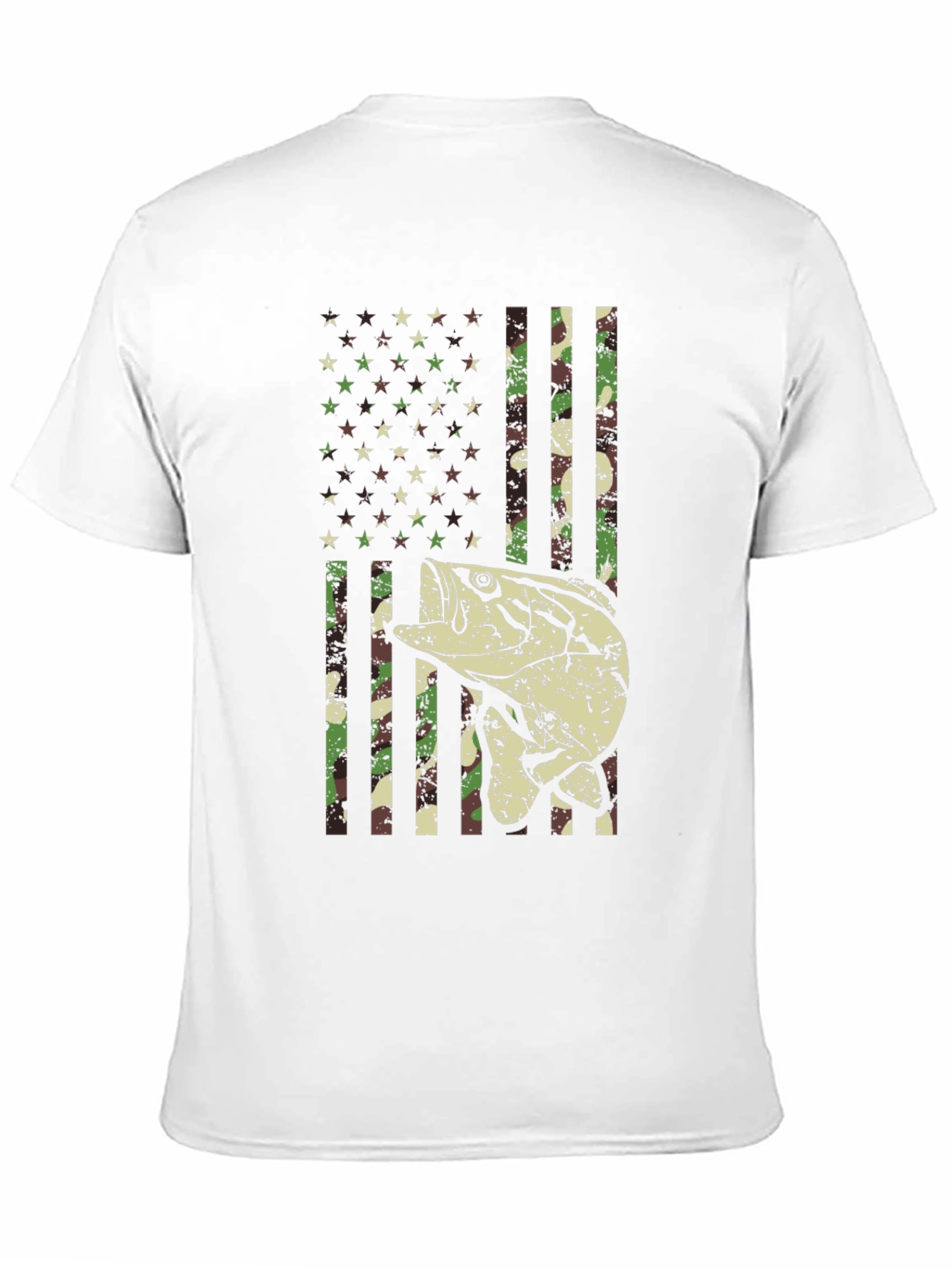 Camouflage American Flag Fishing T-Shirt