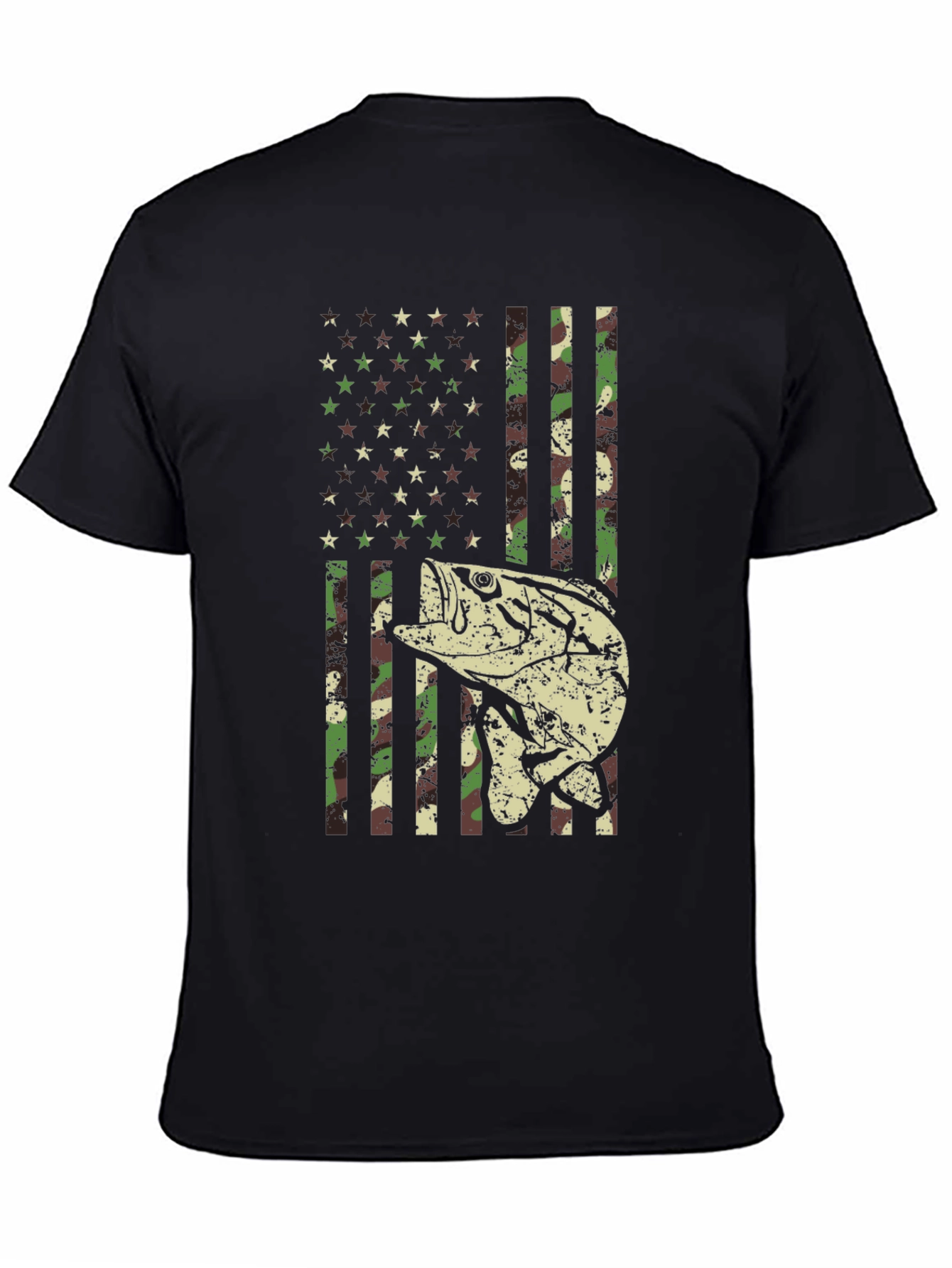 Camouflage American Flag Fishing T-Shirt