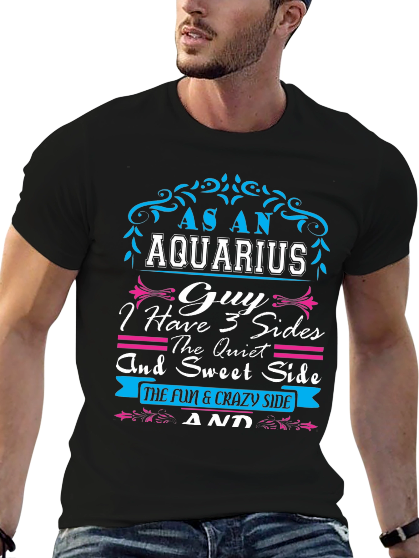 Aquarius Guy 3 Sides Graphic T-Shirt