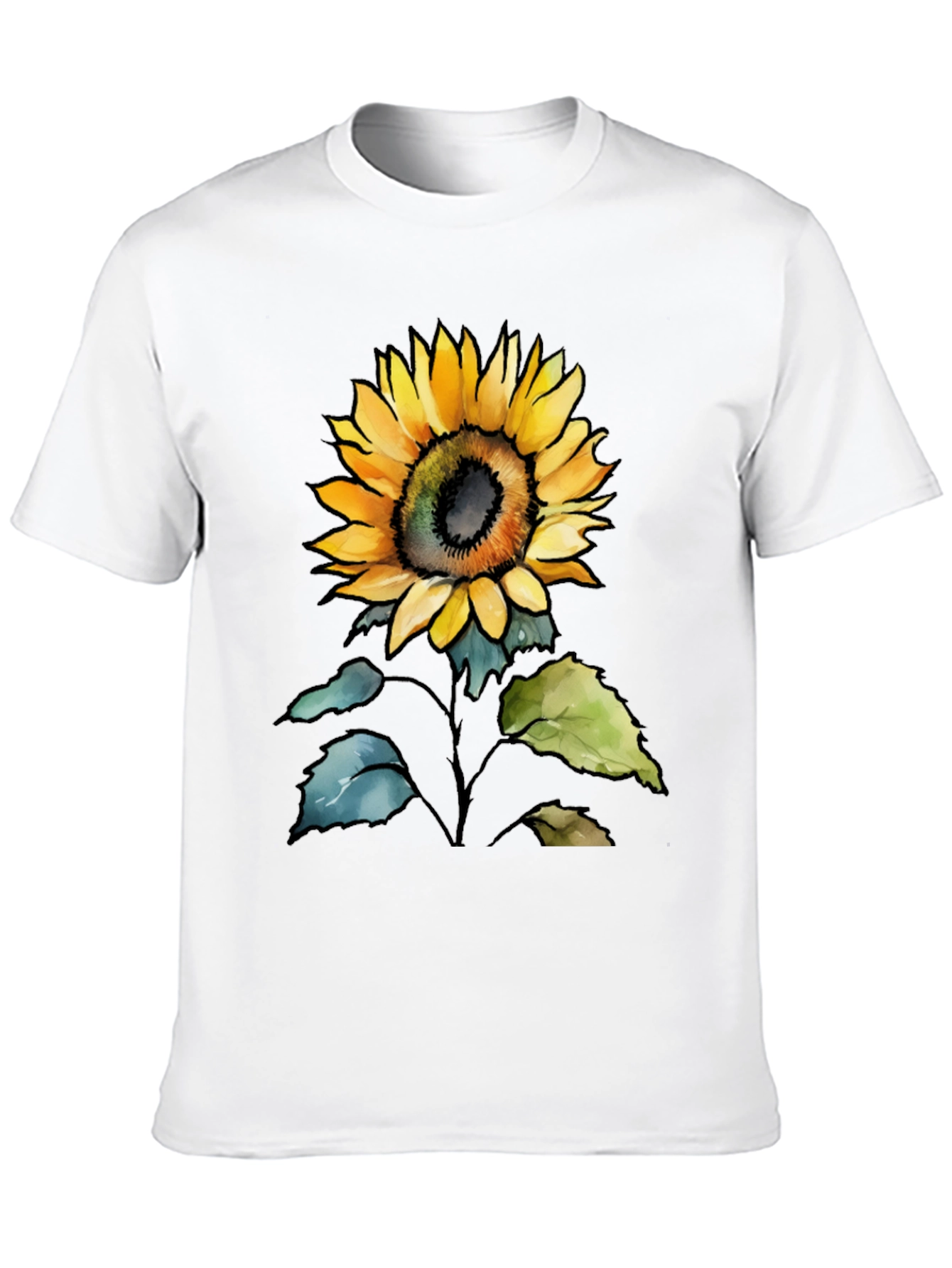 Sunflower Graphic Print Mens Black T-Shirt