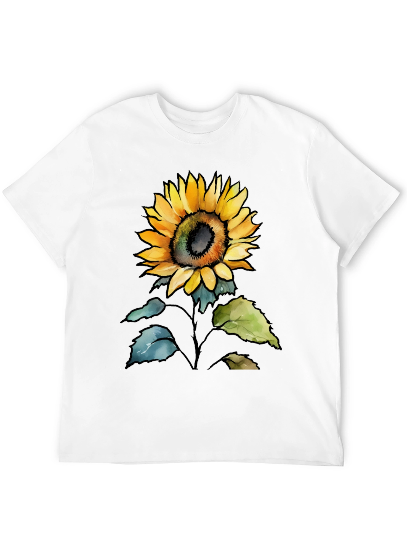Sunflower Graphic Print Mens Black T-Shirt