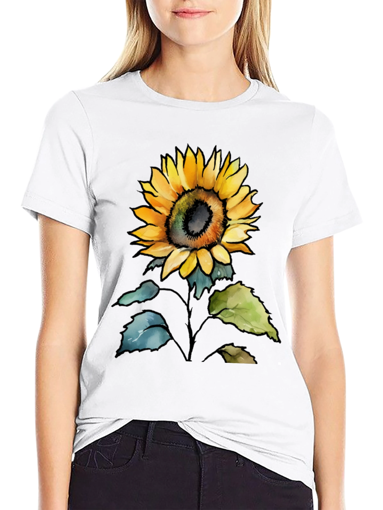 Sunflower Graphic Print Mens Black T-Shirt