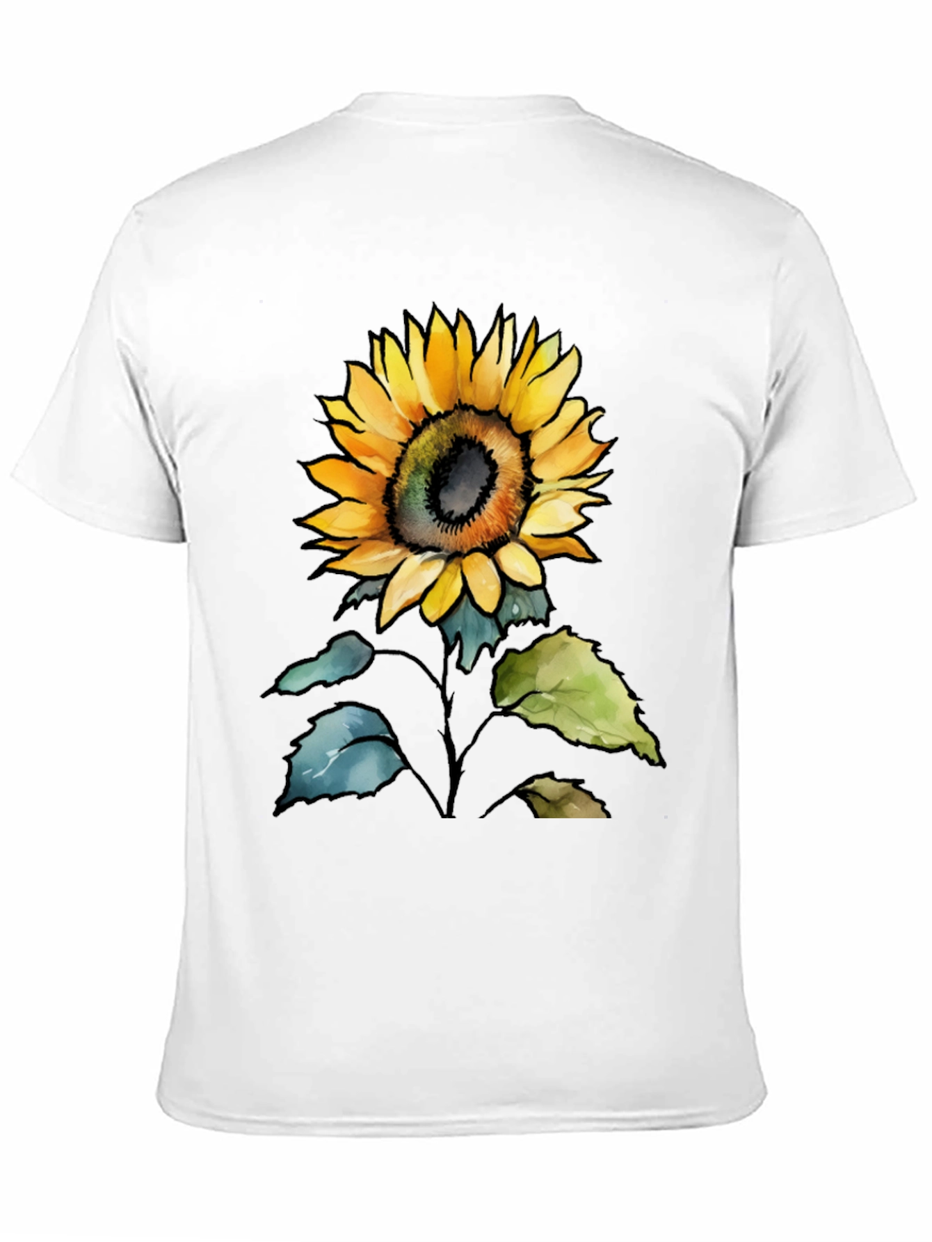 Sunflower Graphic Print Mens Black T-Shirt
