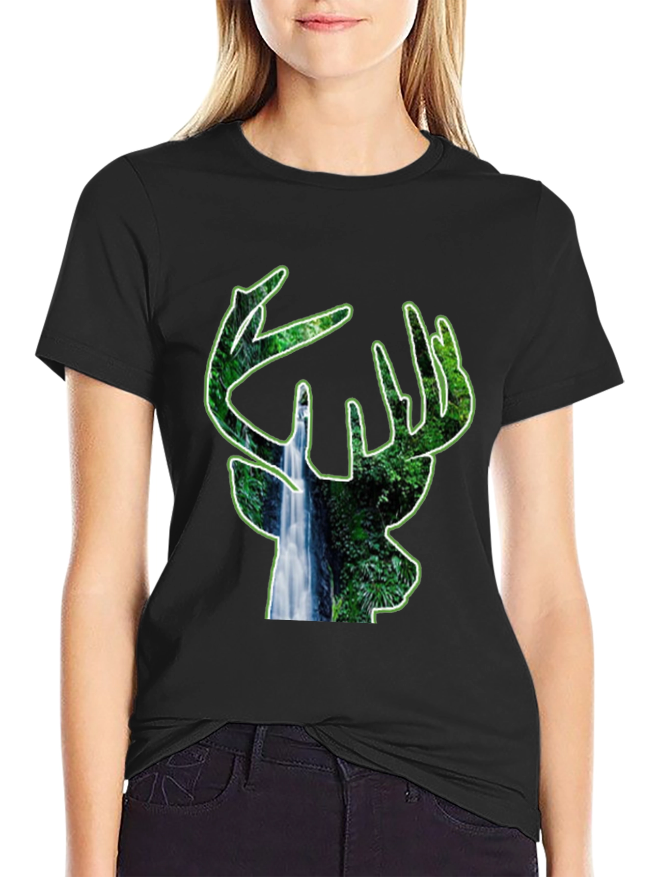 Nature Deer Black T-Shirt