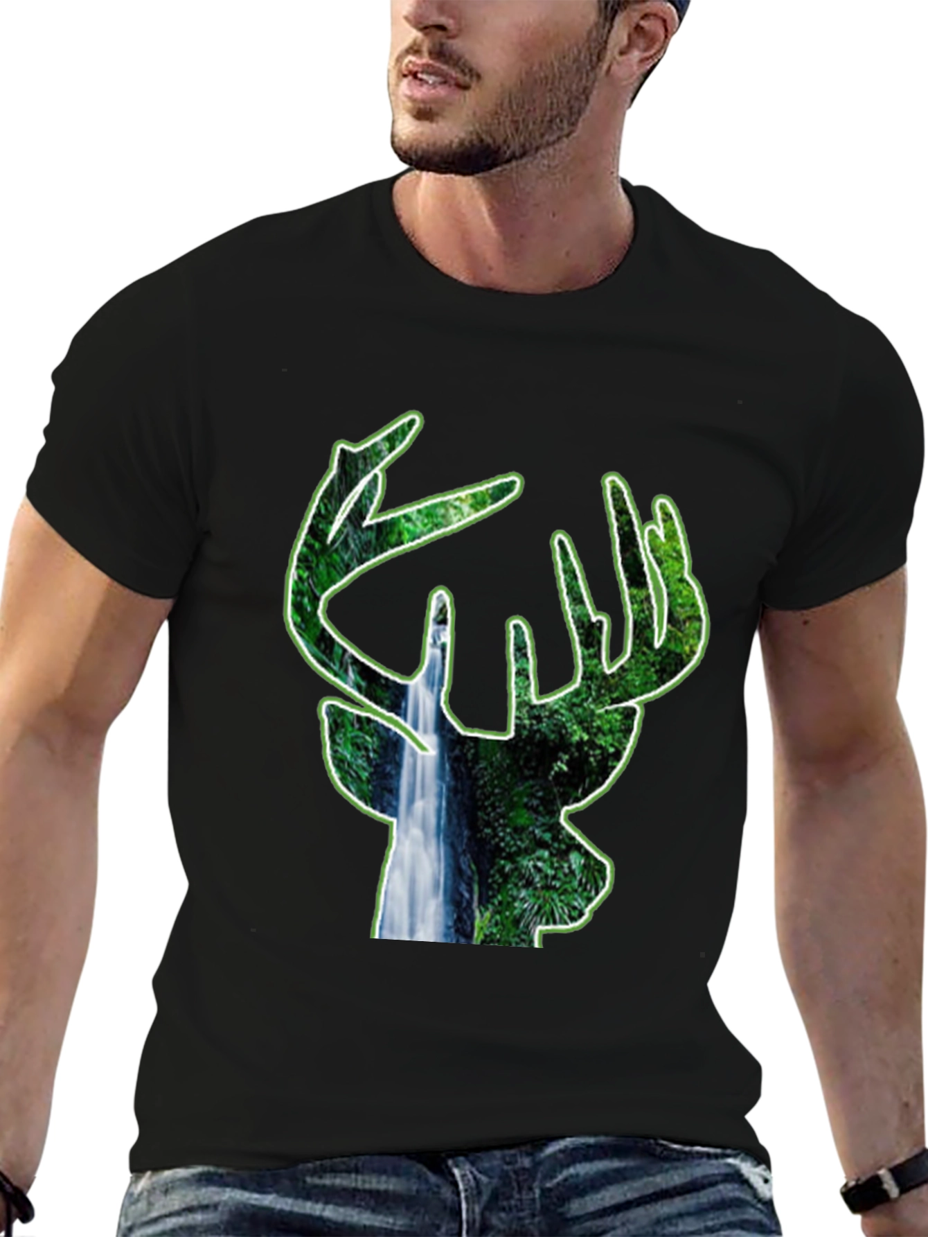 Nature Deer Black T-Shirt