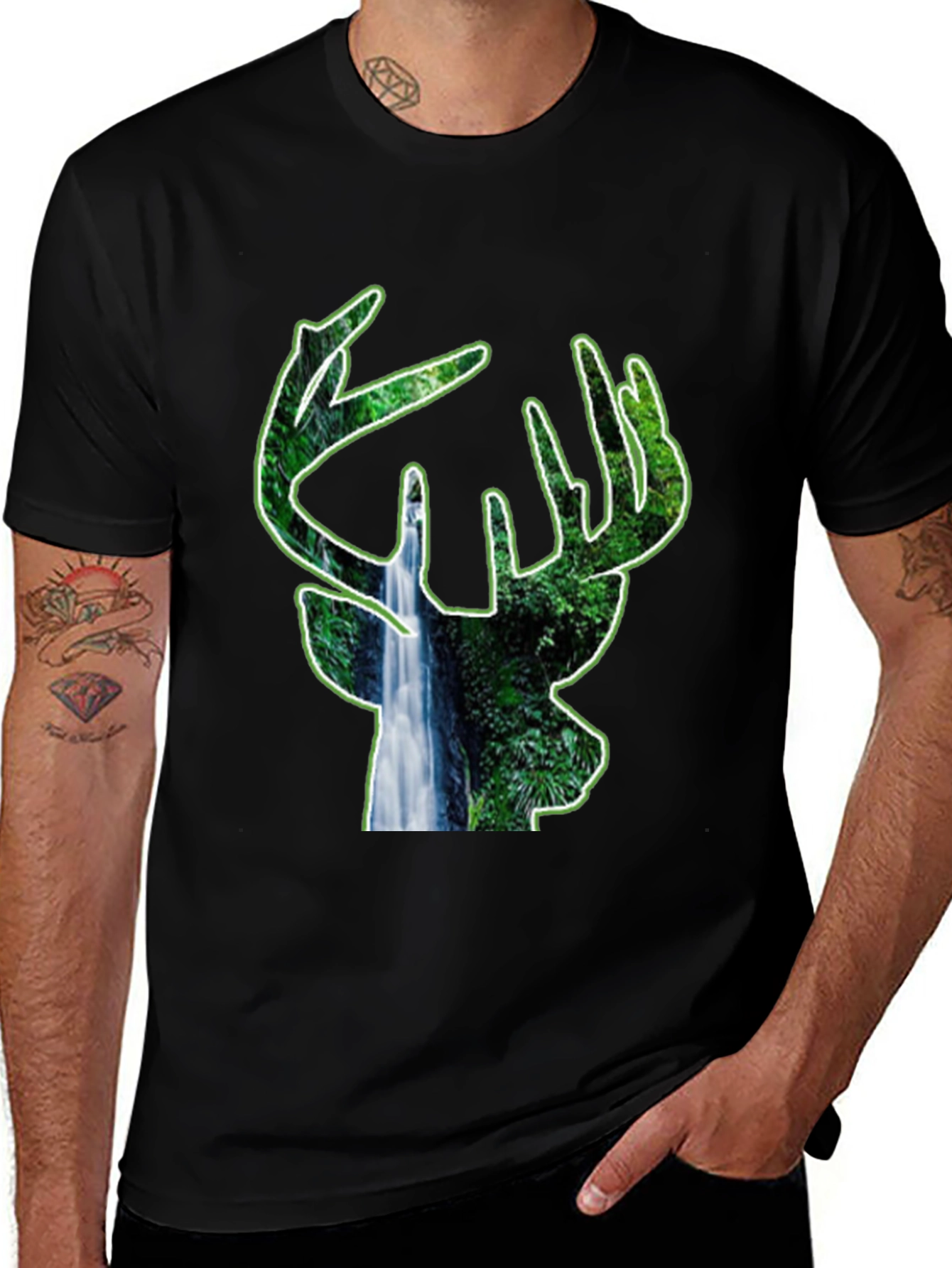 Nature Deer Black T-Shirt