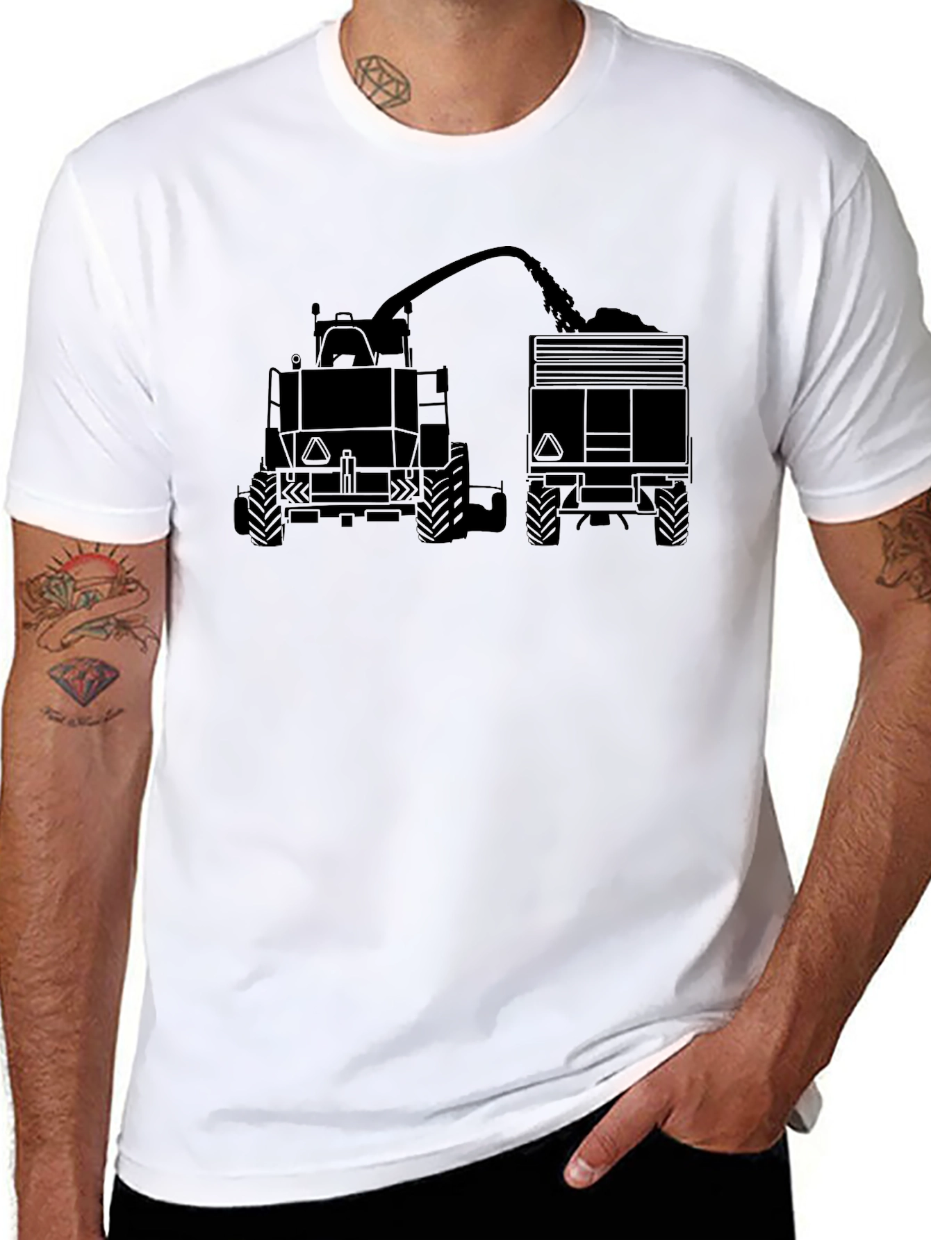 Black Tractor Tee: Farm Life Graphic T-Shirt