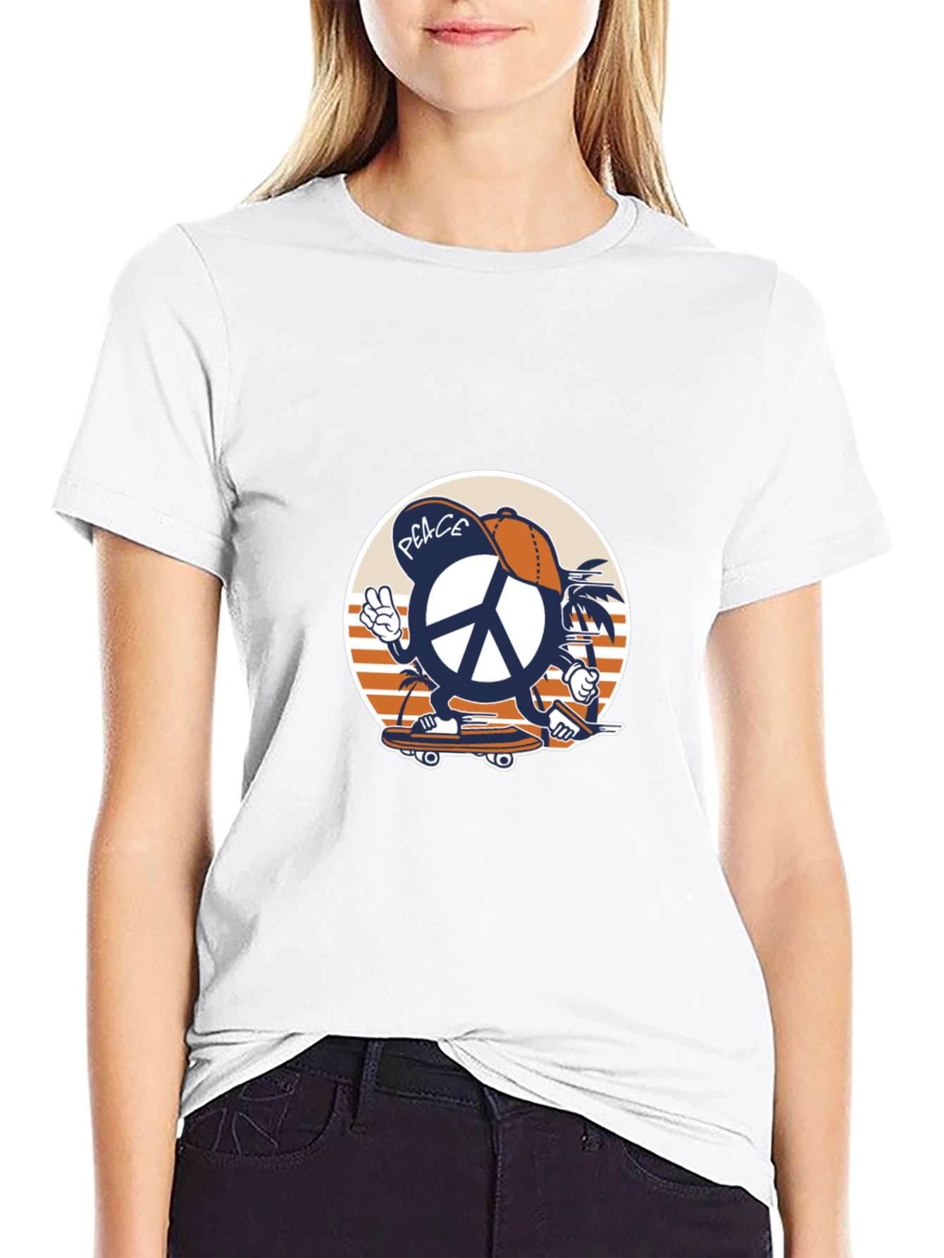 Cool Peace Sign Skateboard Graphic T-Shirt