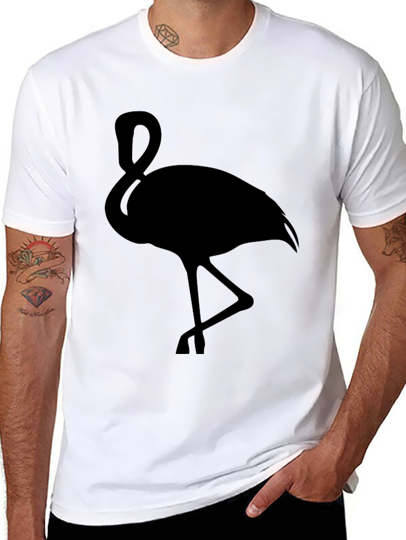Black Flamingo Graphic Tee - Stylish Bird Silhouette