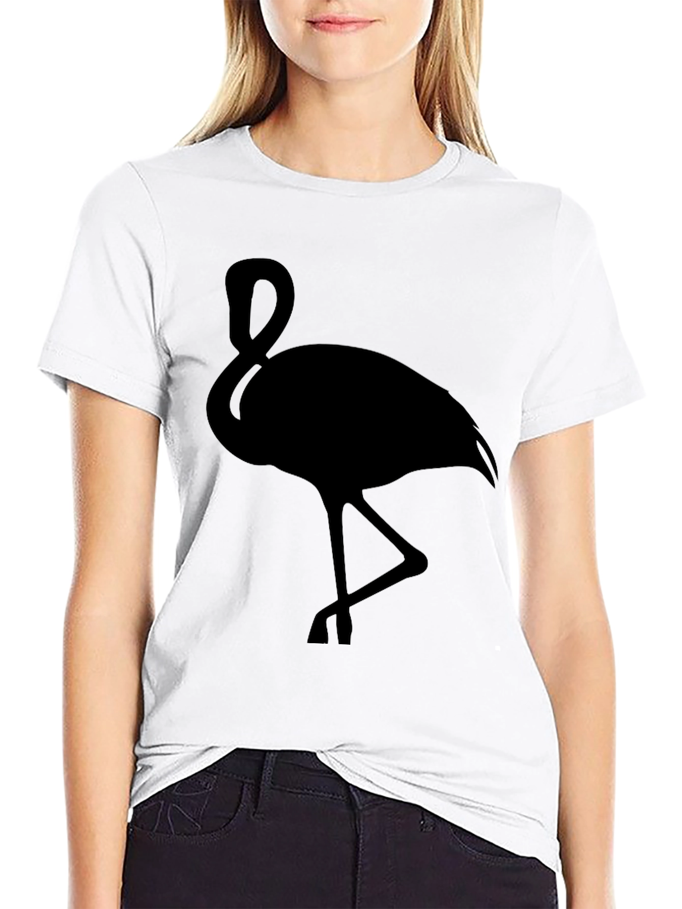 Black Flamingo Graphic Tee - Stylish Bird Silhouette