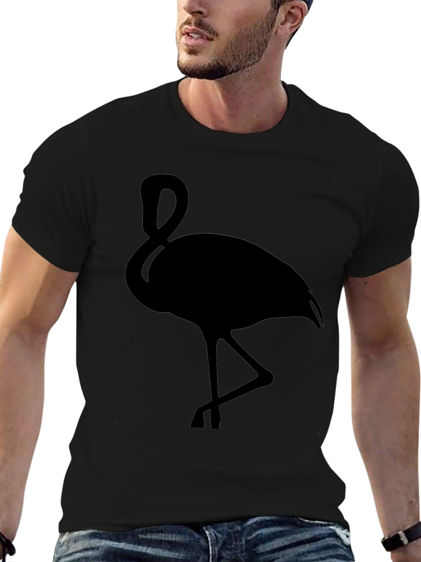 Black Flamingo Graphic Tee - Stylish Bird Silhouette