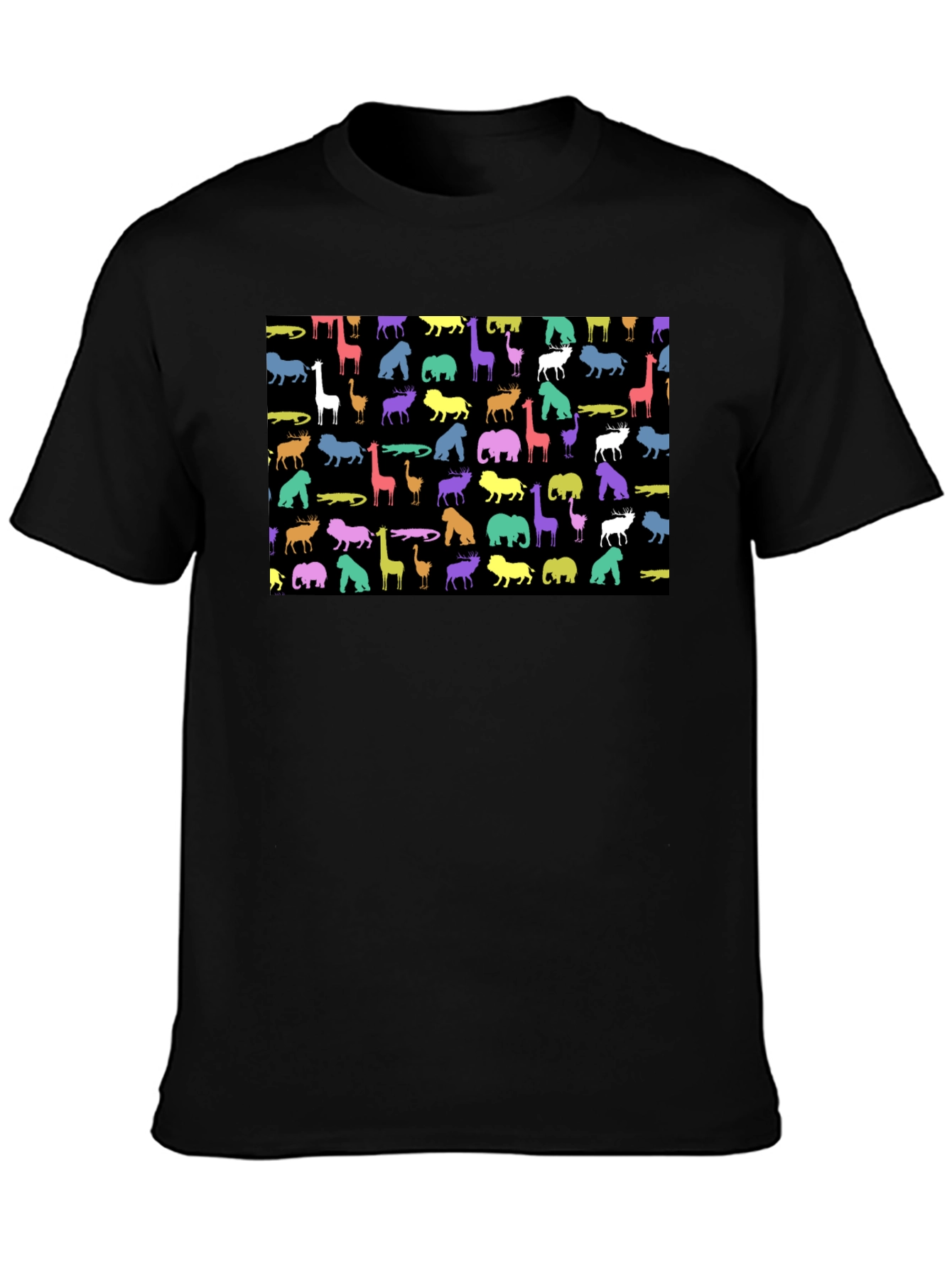 Animal Print Mens Black T-Shirt