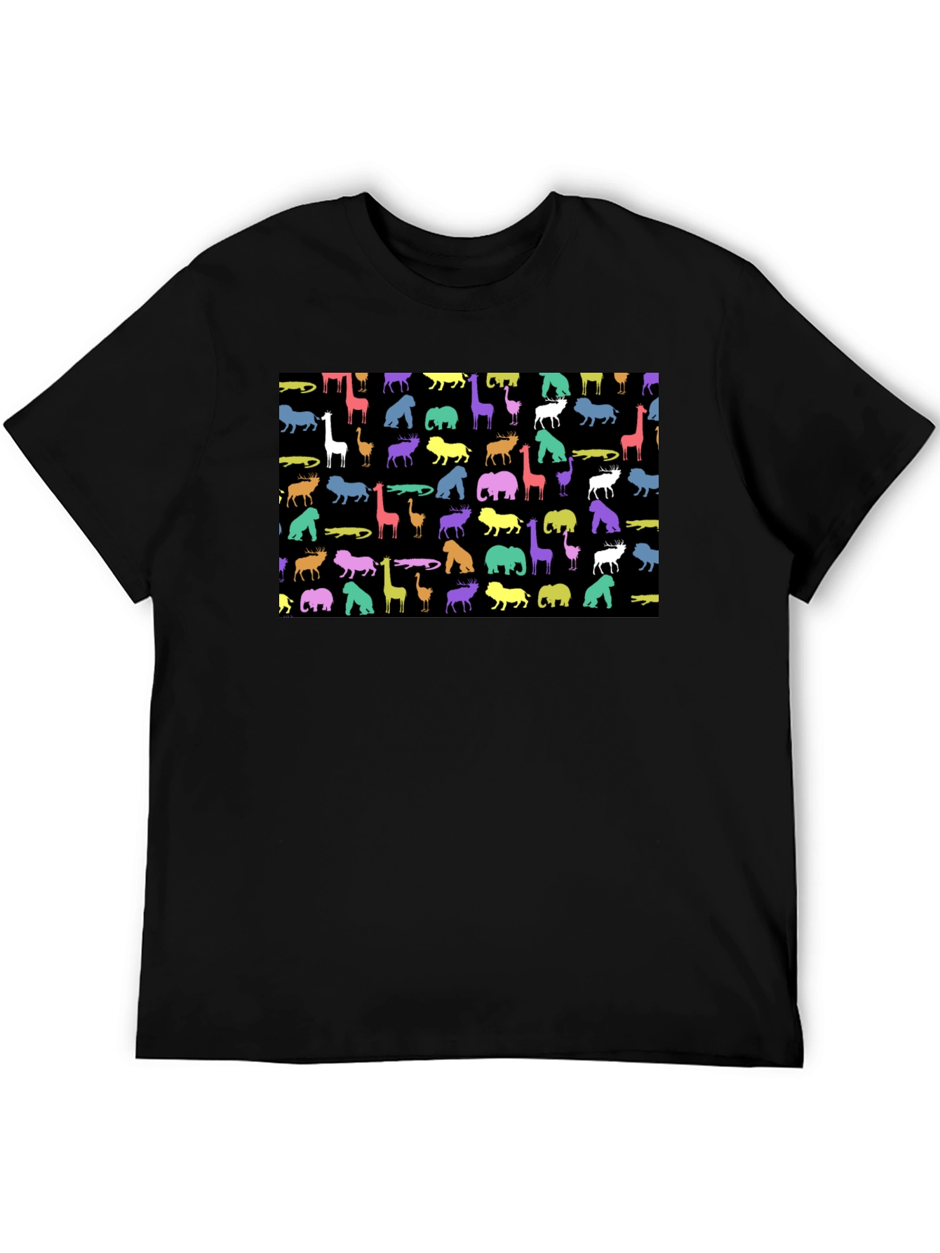 Animal Print Mens Black T-Shirt