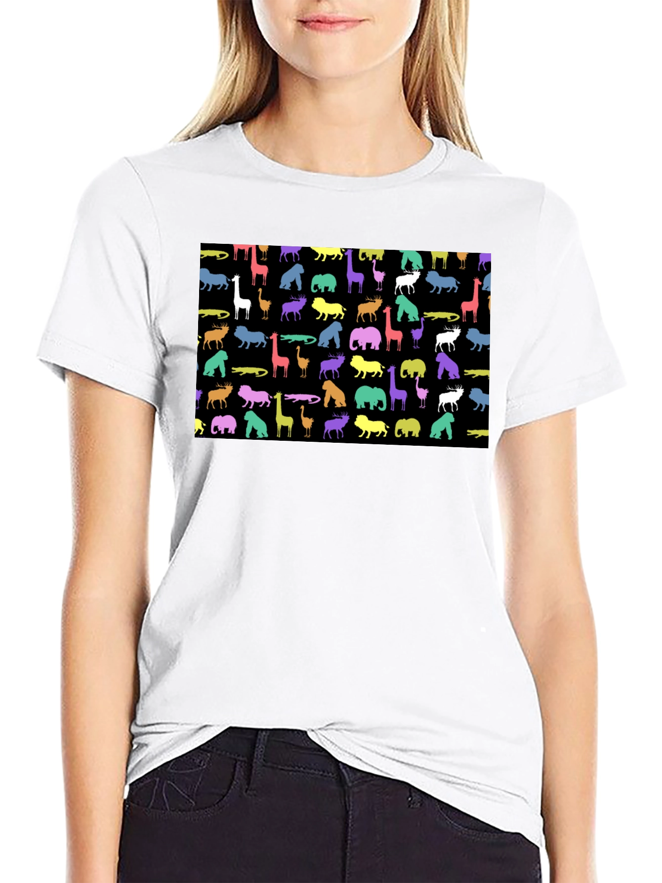 Animal Print Mens Black T-Shirt