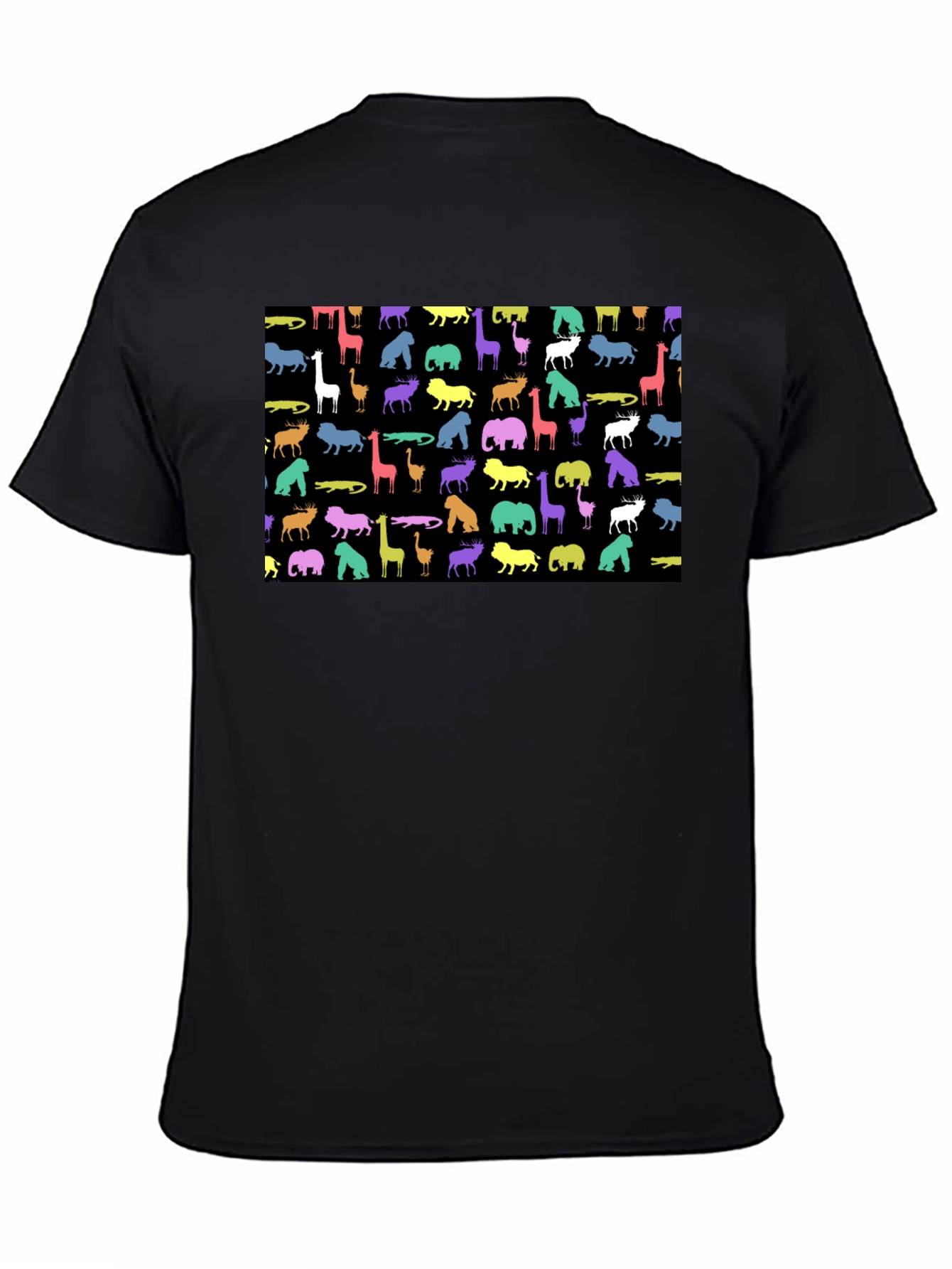 Animal Print Mens Black T-Shirt