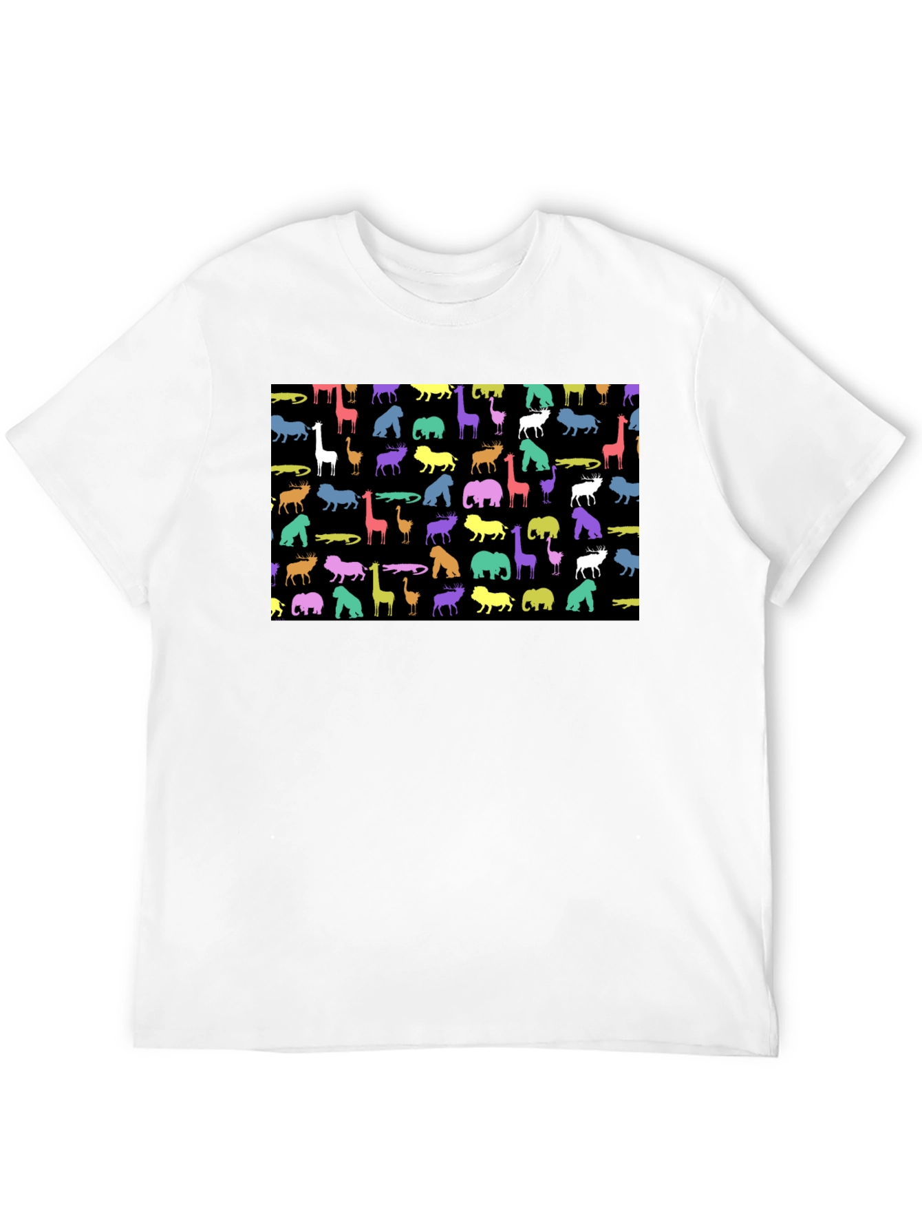 Animal Print Mens Black T-Shirt