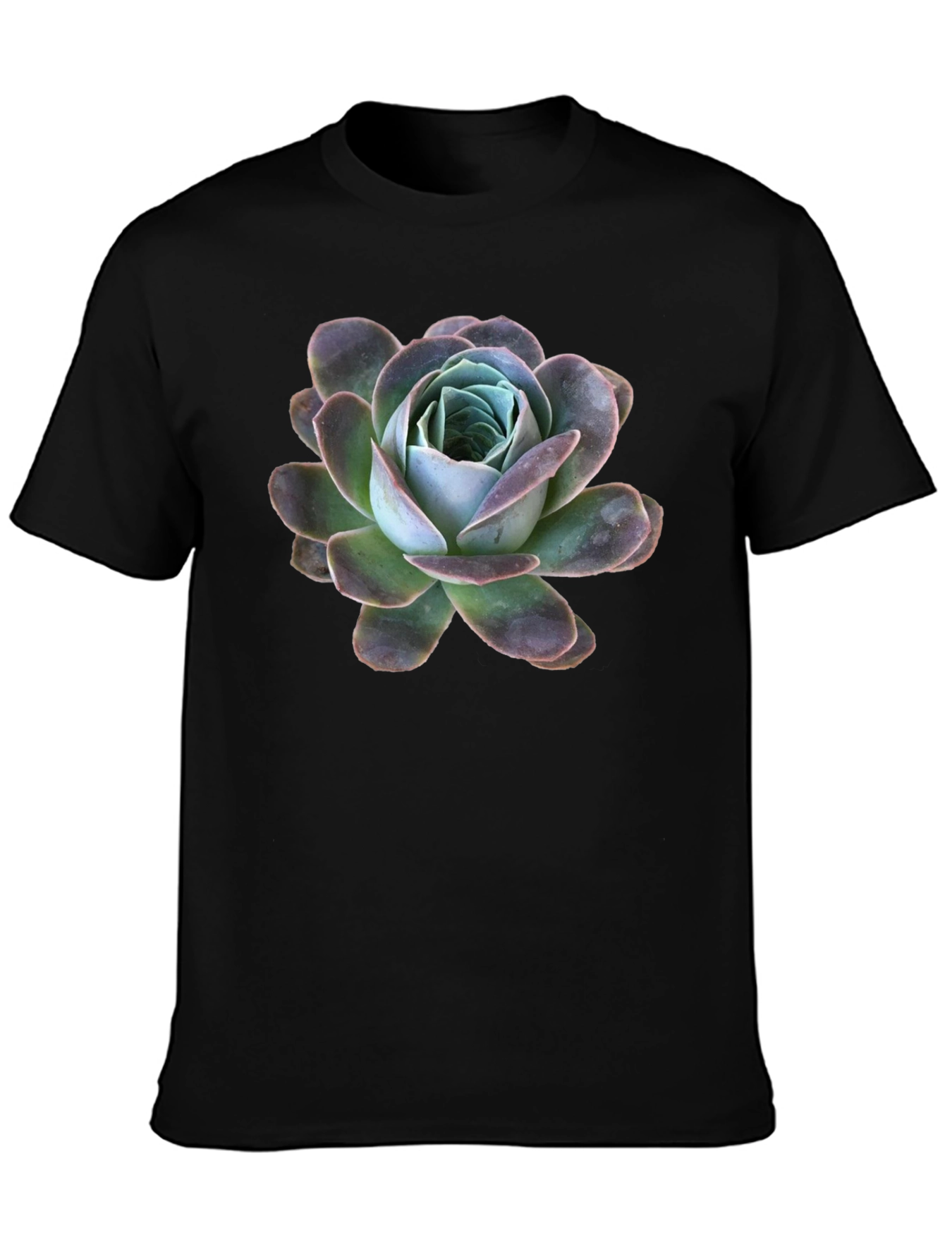 Black T-Shirt with Succulent Graphic