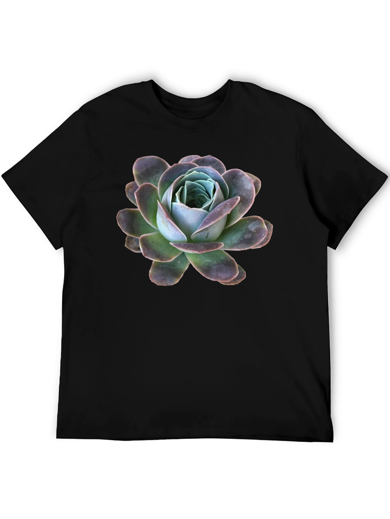 Black T-Shirt with Succulent Graphic