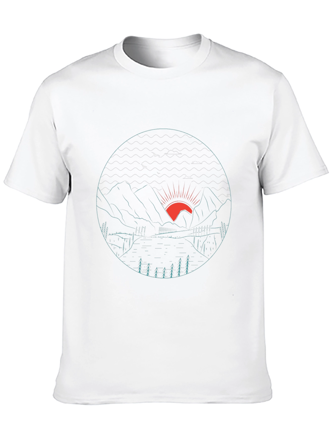 Mens Graphic Tee - Mountain Sunset Design