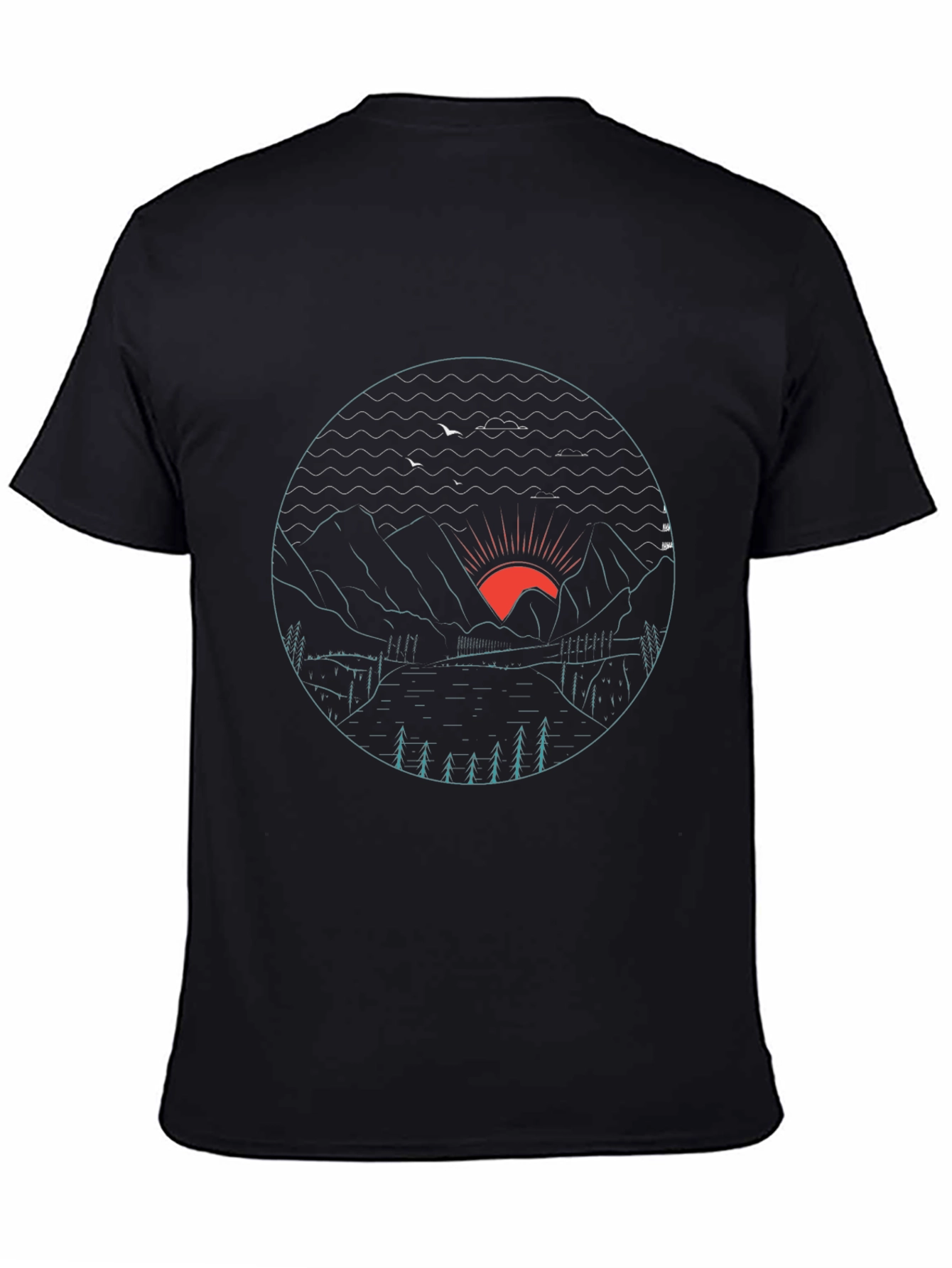 Mens Graphic Tee - Mountain Sunset Design
