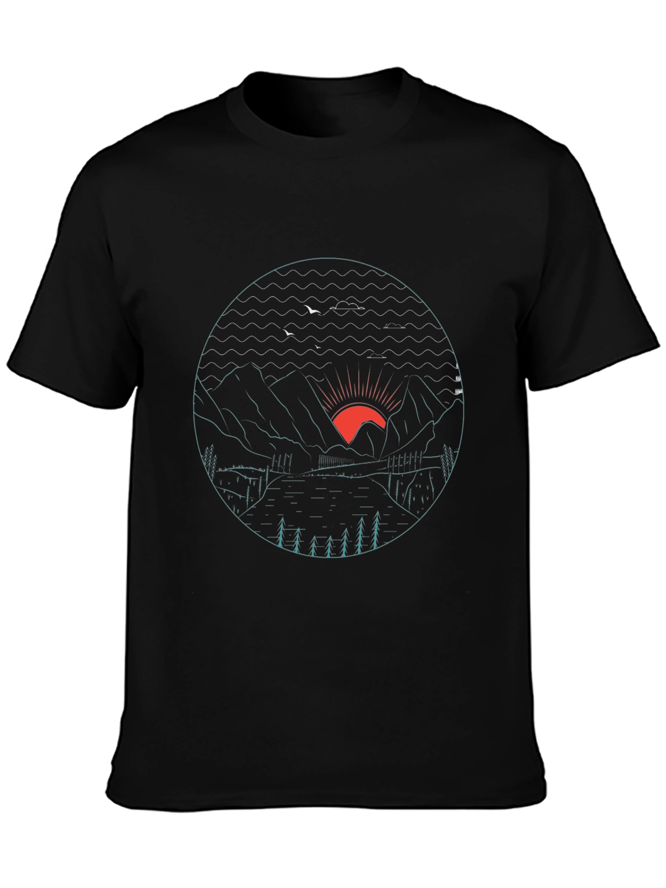 Mens Graphic Tee - Mountain Sunset Design