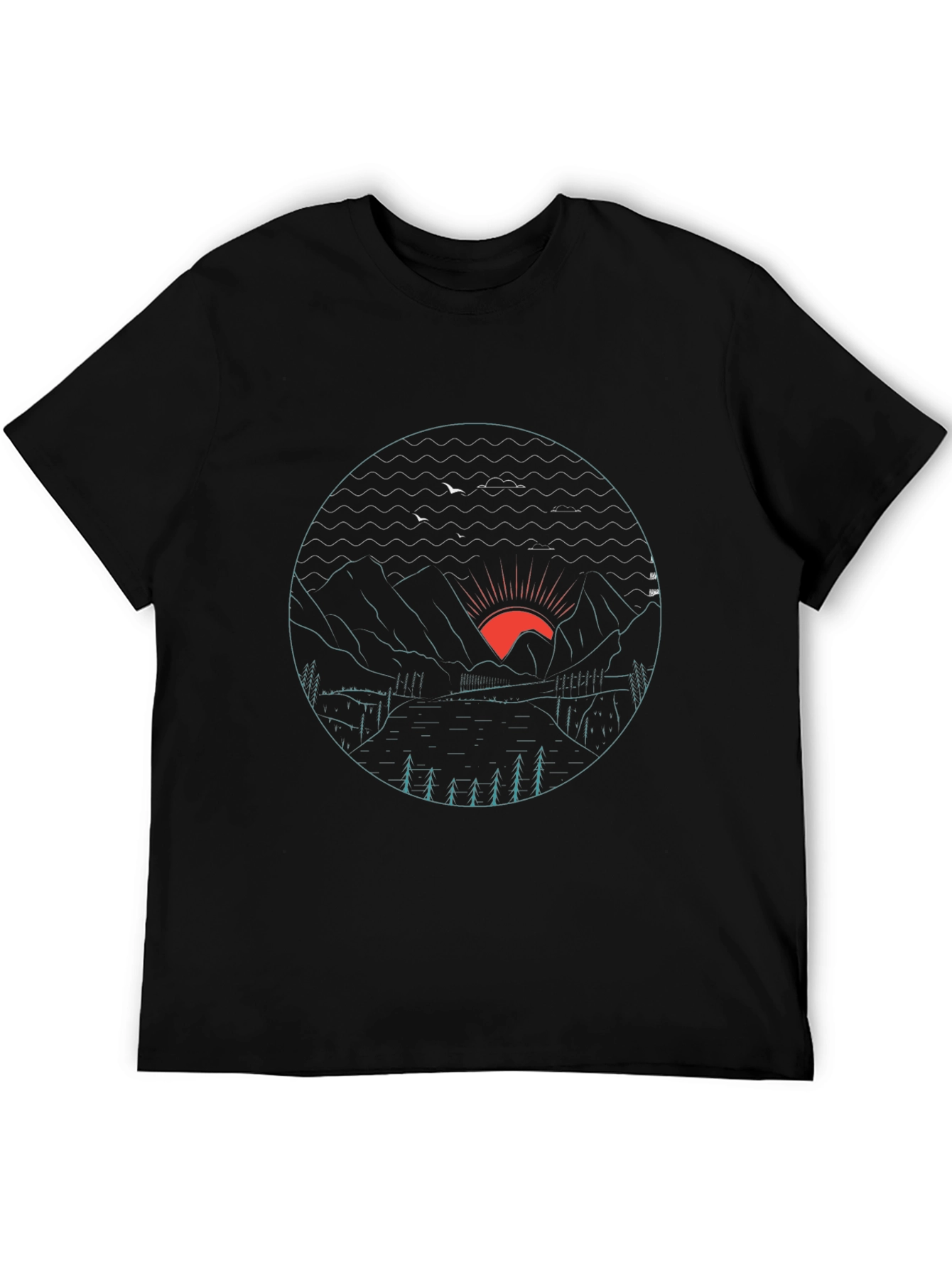 Mens Graphic Tee - Mountain Sunset Design