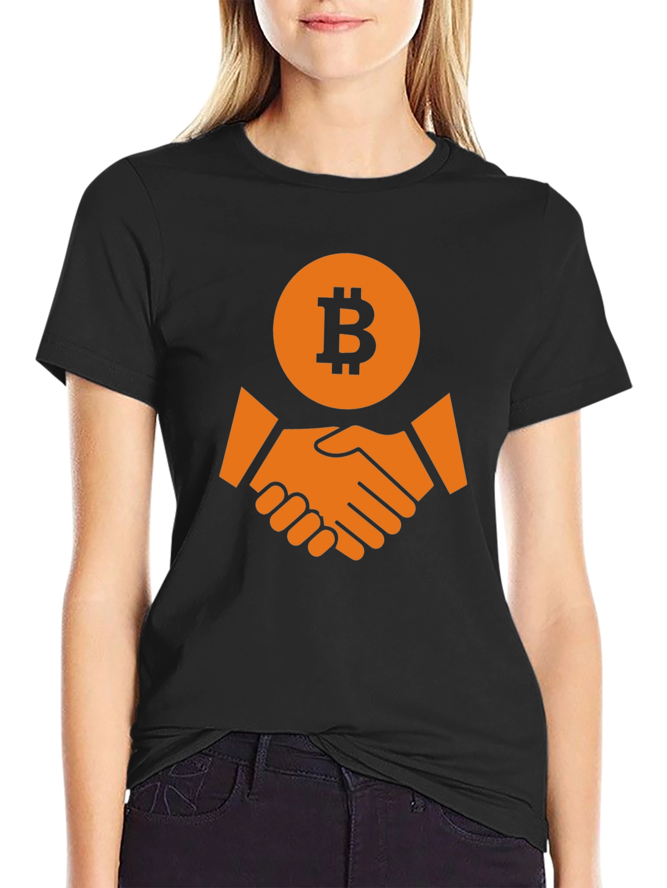 Bitcoin Handshake Graphic T-Shirt