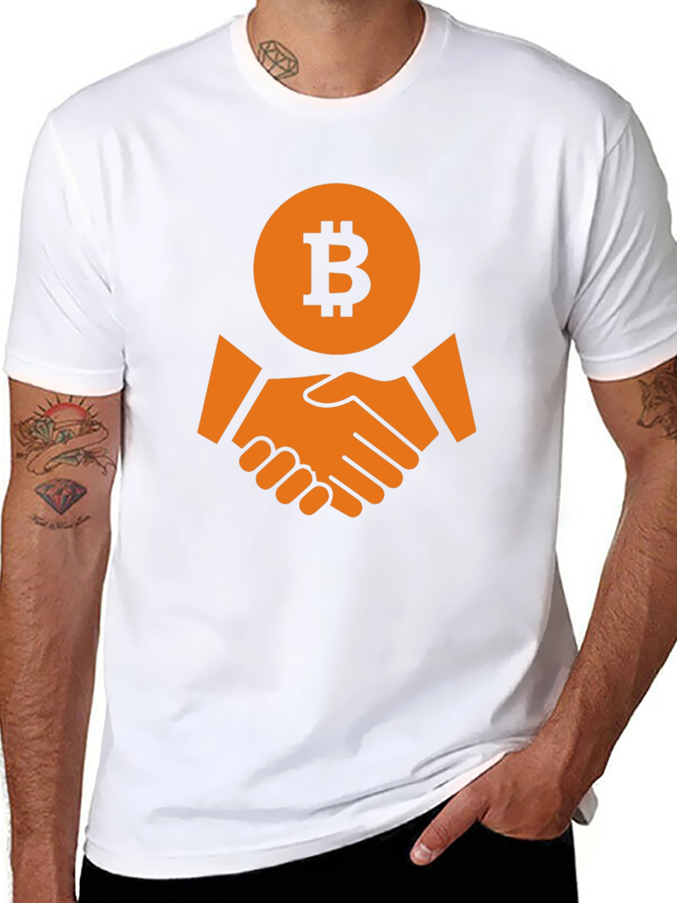 Bitcoin Handshake Graphic T-Shirt
