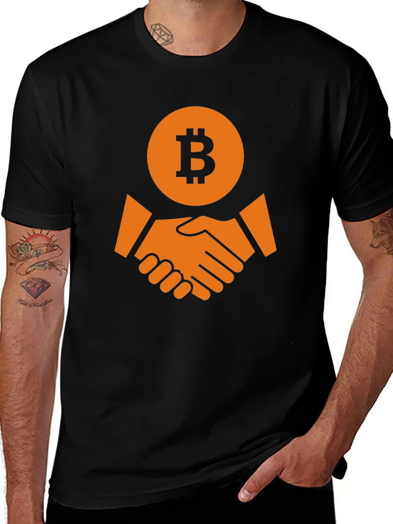 Bitcoin Handshake Graphic T-Shirt