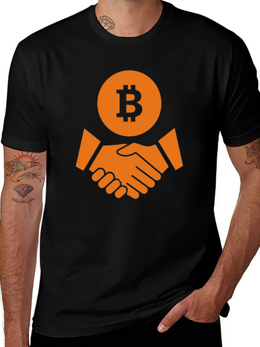 Bitcoin Handshake Graphic T-Shirt