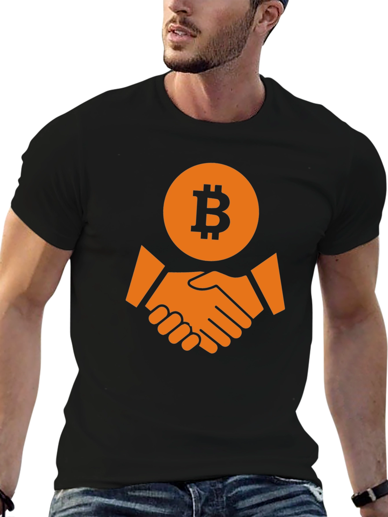 Bitcoin Handshake Graphic T-Shirt