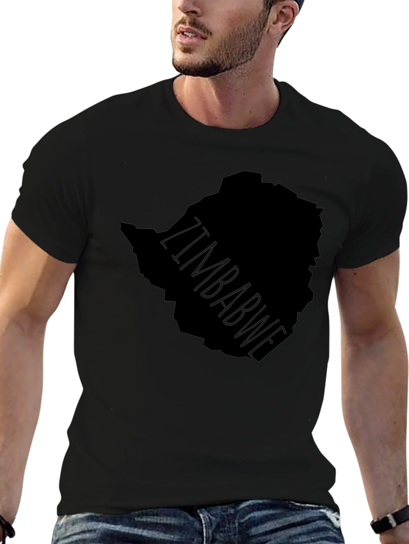 Zimbabwe Map Graphic Tee - Black Print